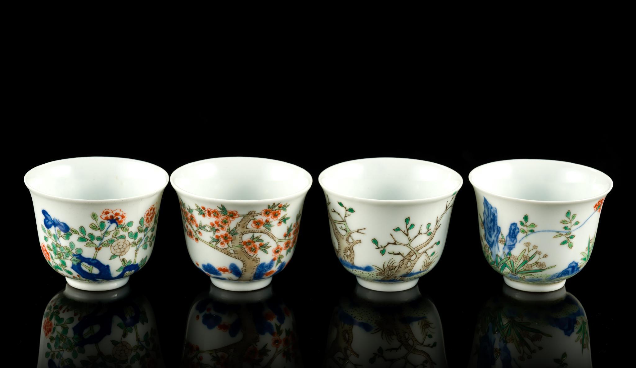 Chinese Twelve Months Tea Cups With Kangxi Marks