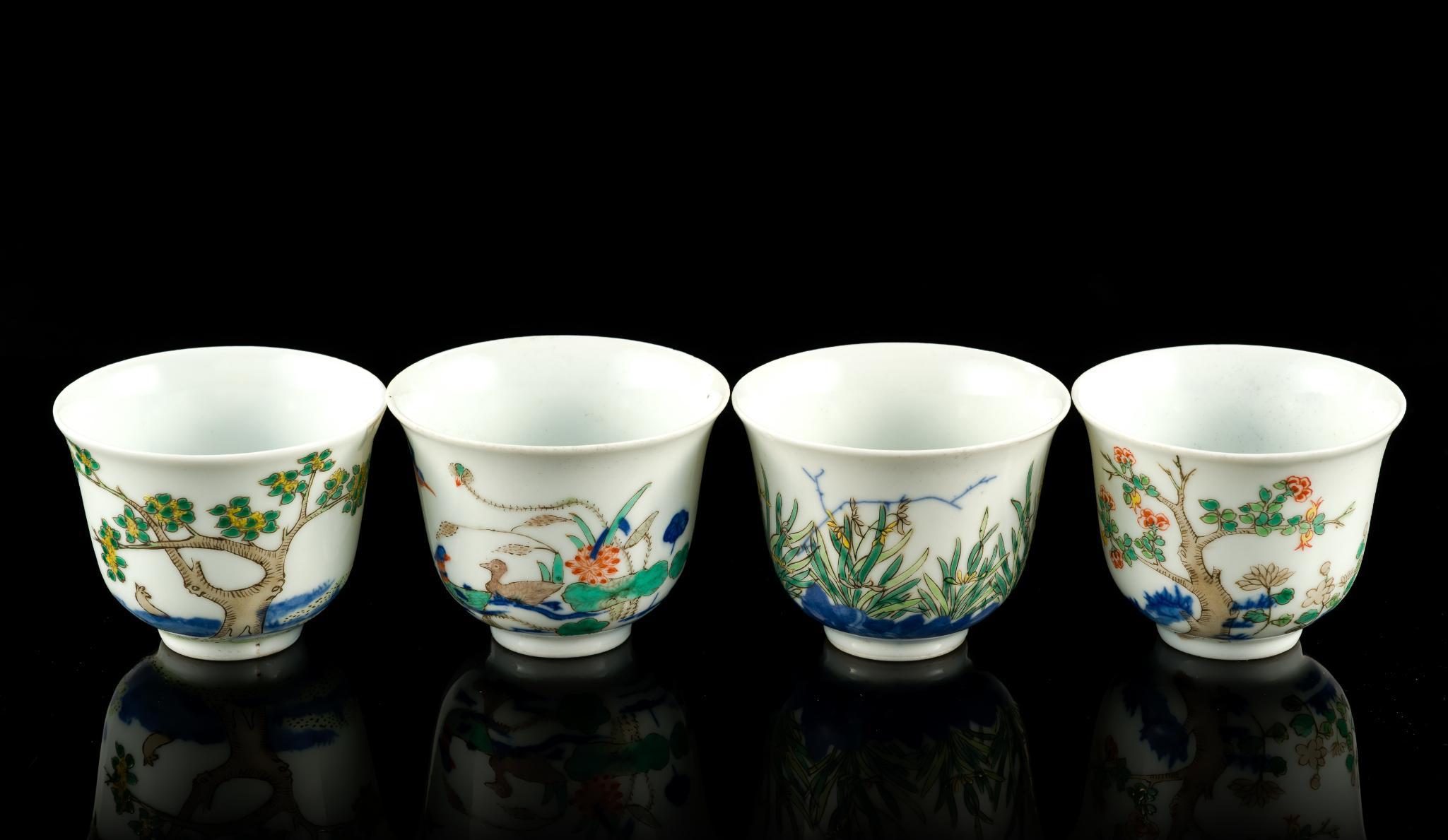 Chinese Twelve Months Tea Cups With Kangxi Marks