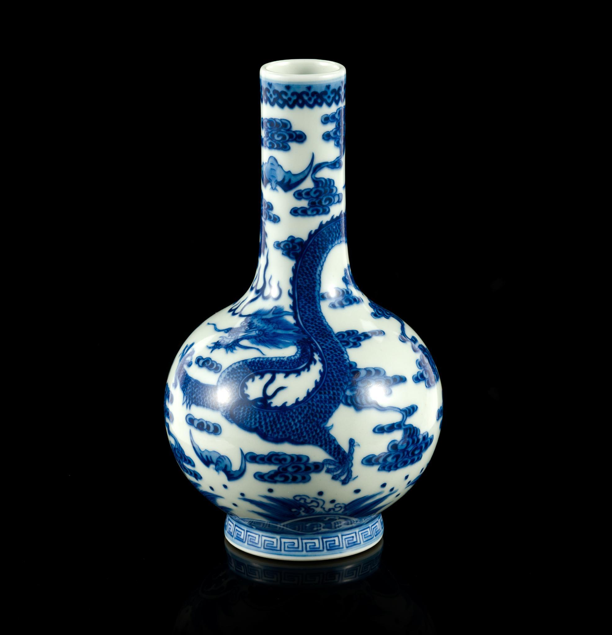 Chinese Blue and White Dragon Vase