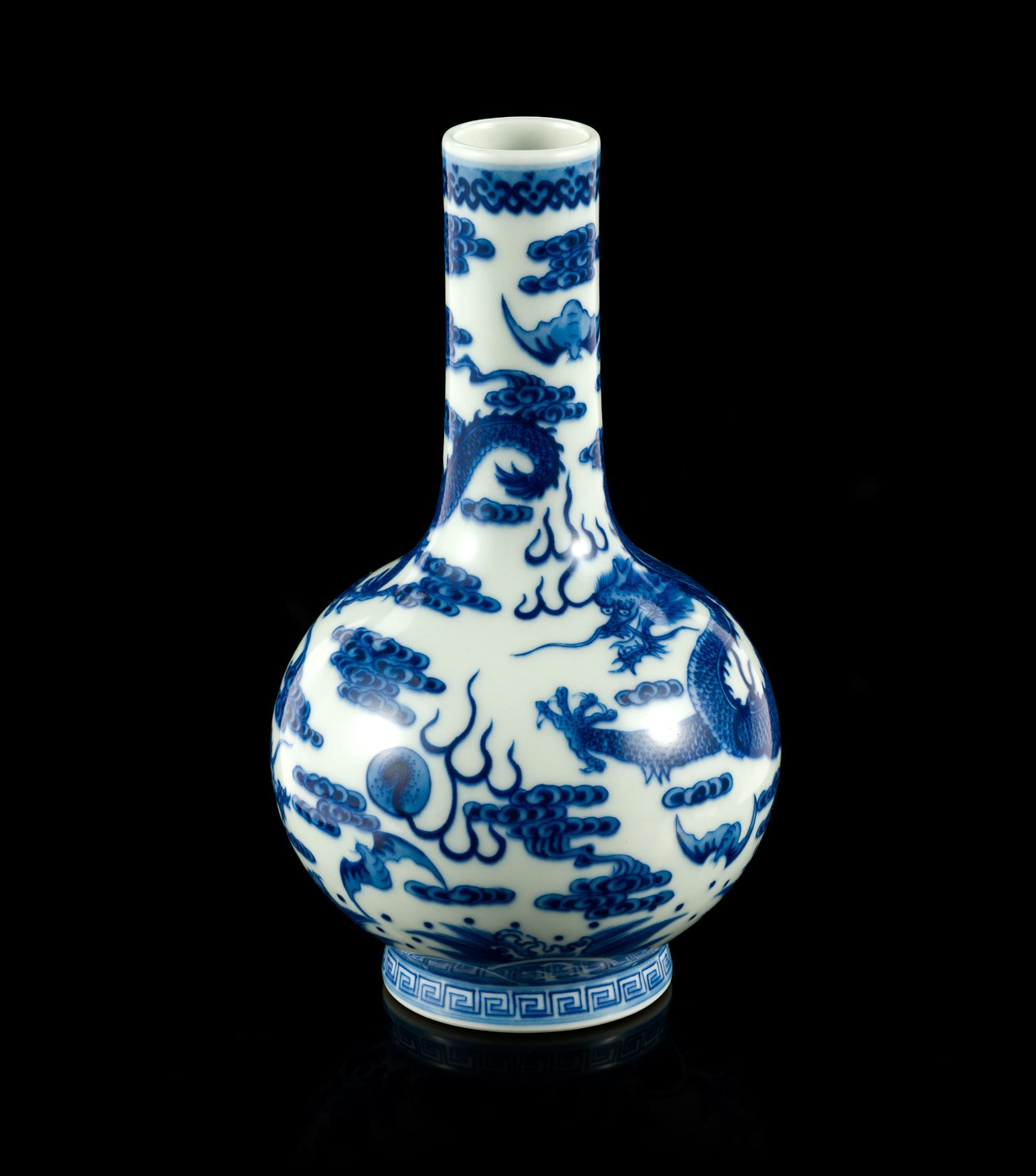Chinese Blue and White Dragon Vase