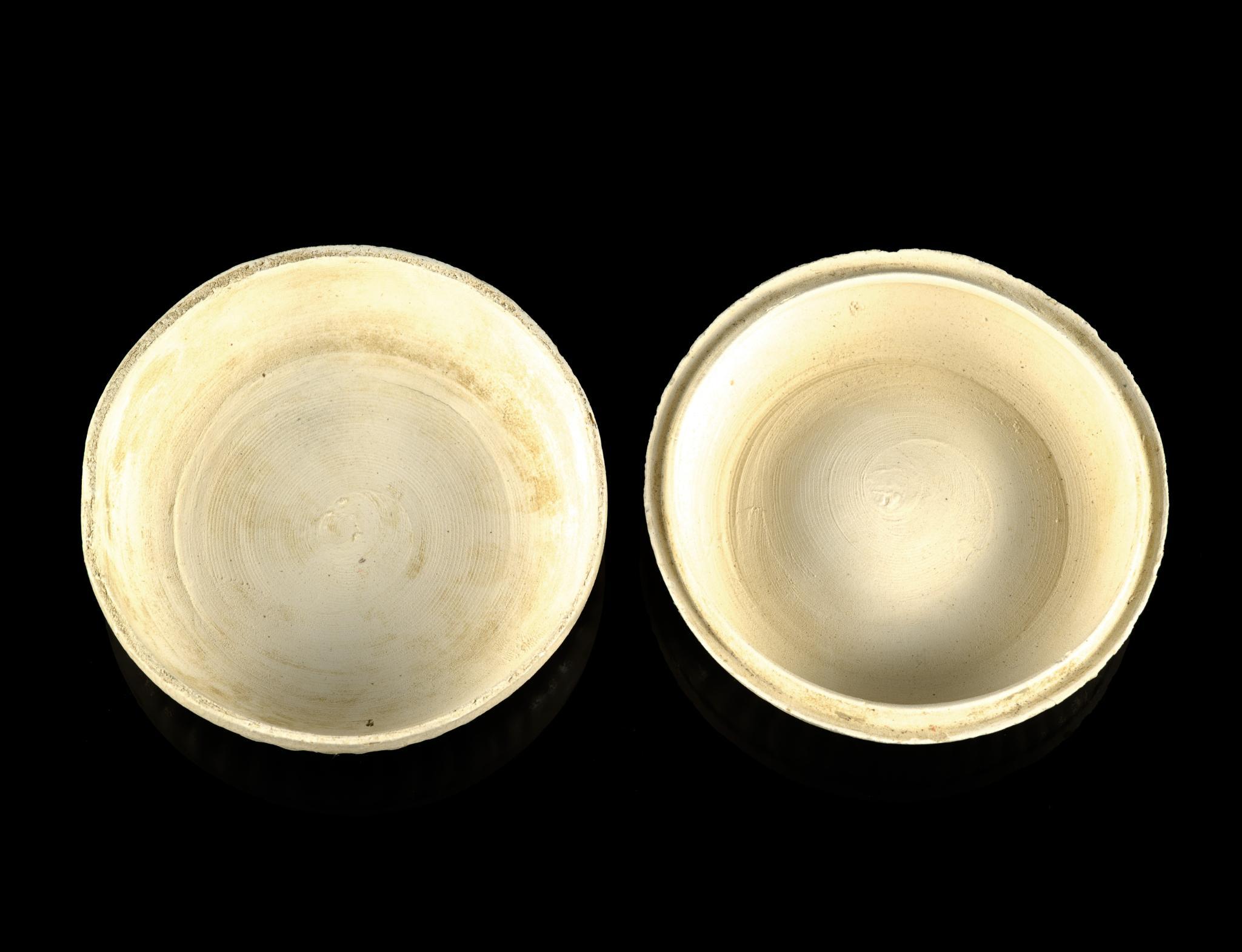 Two Qingbai Molded Circular Lidded Boxes
