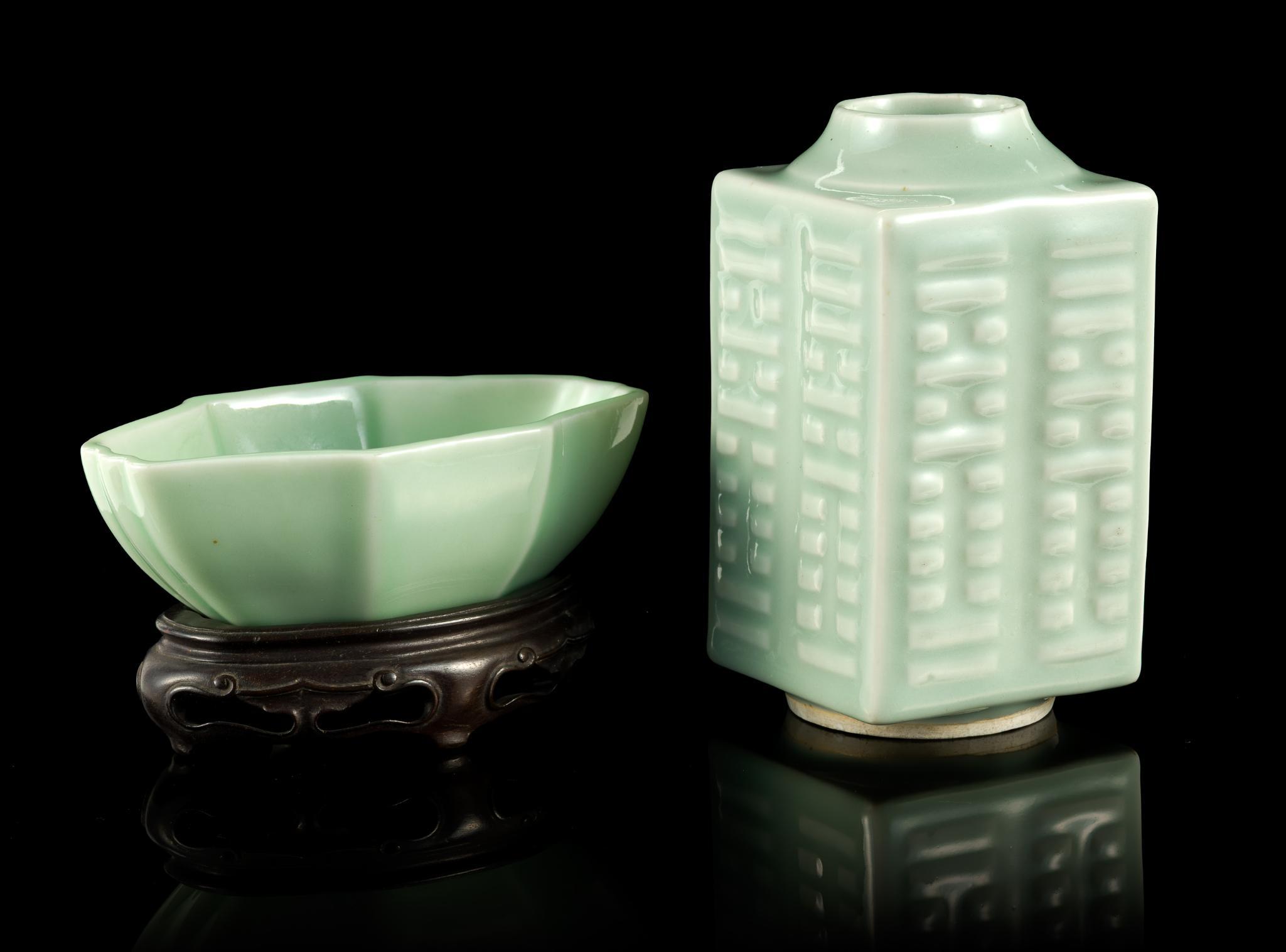 2 Chinese Celadon Vessels