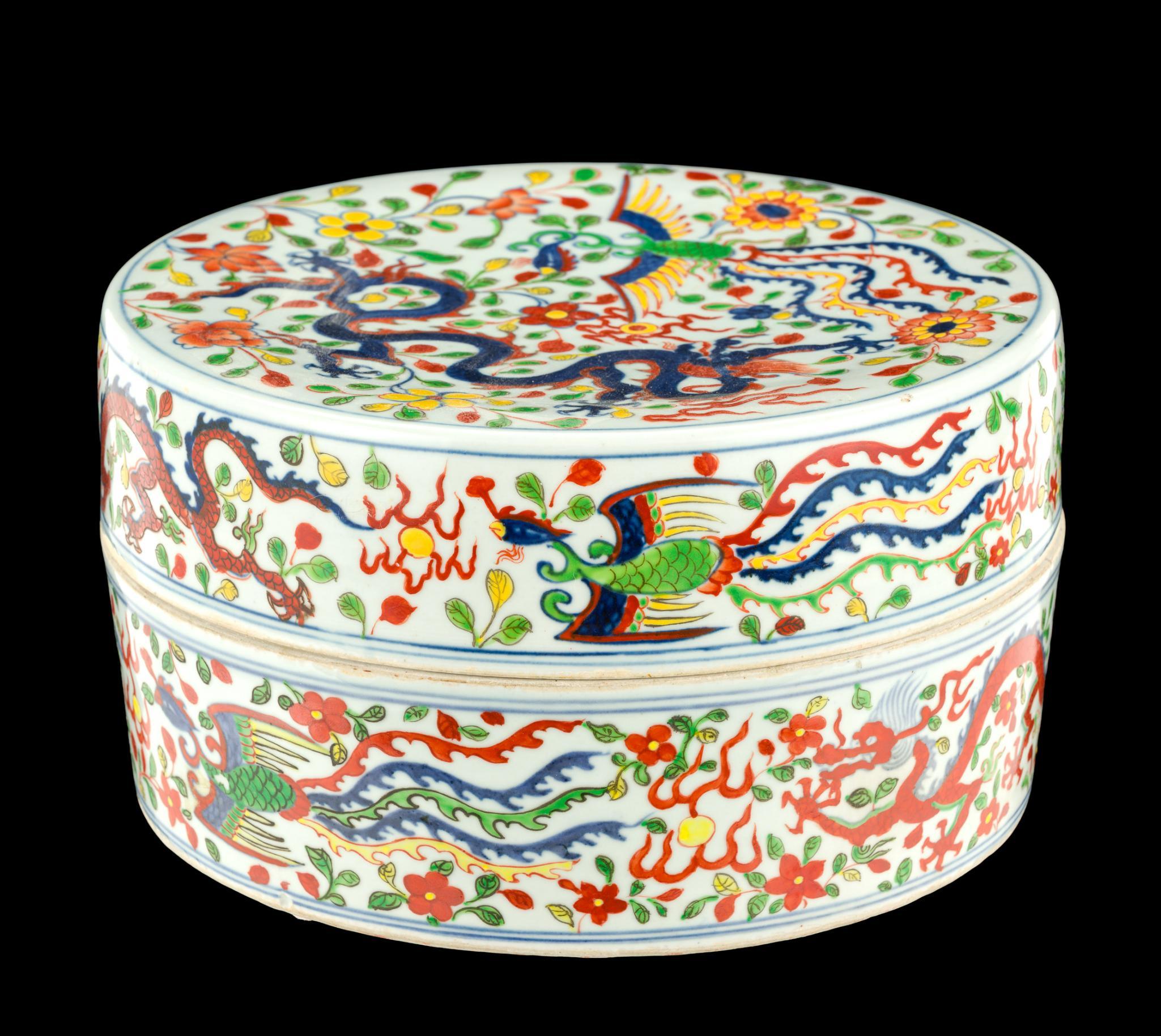 Chinese Wucai Porcelain Lidded Box
