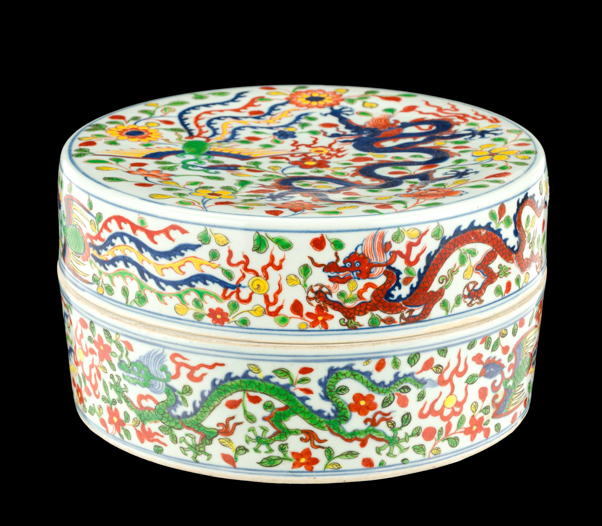 Chinese Wucai Porcelain Lidded Box