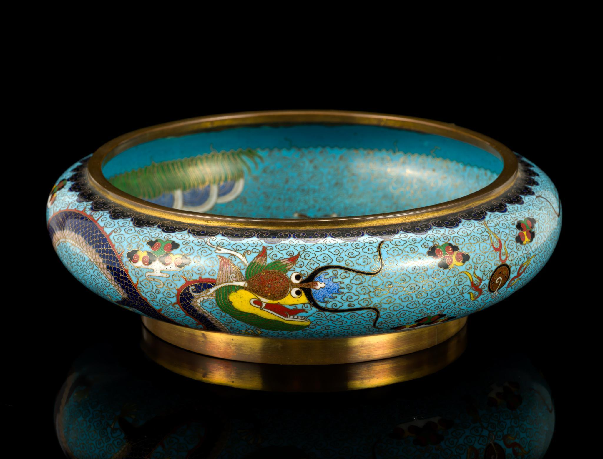 2 Chinese Cloisonne Enamel on Bronze Articles