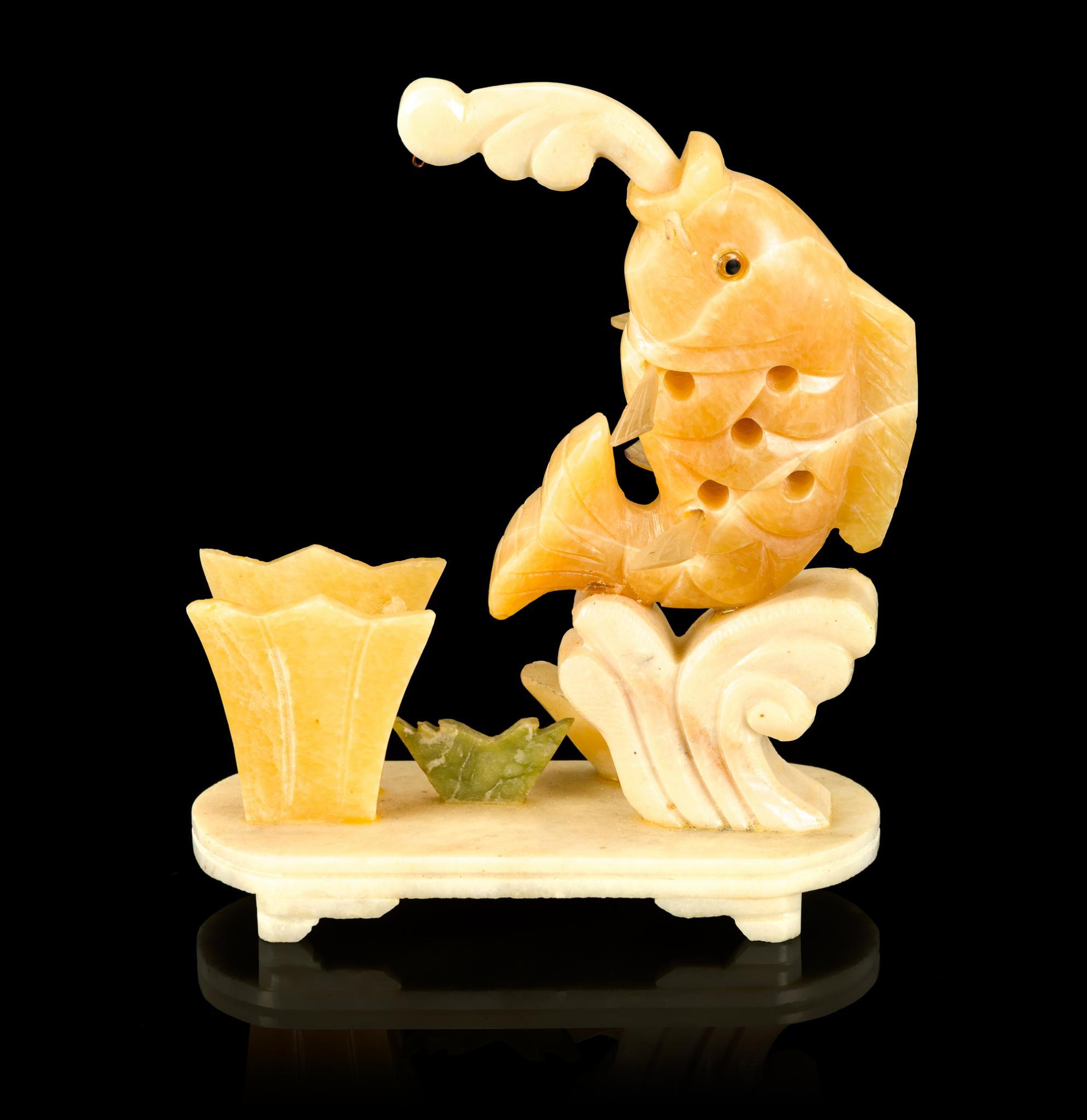 3 Chinese Carved Soapstone Desk Objects