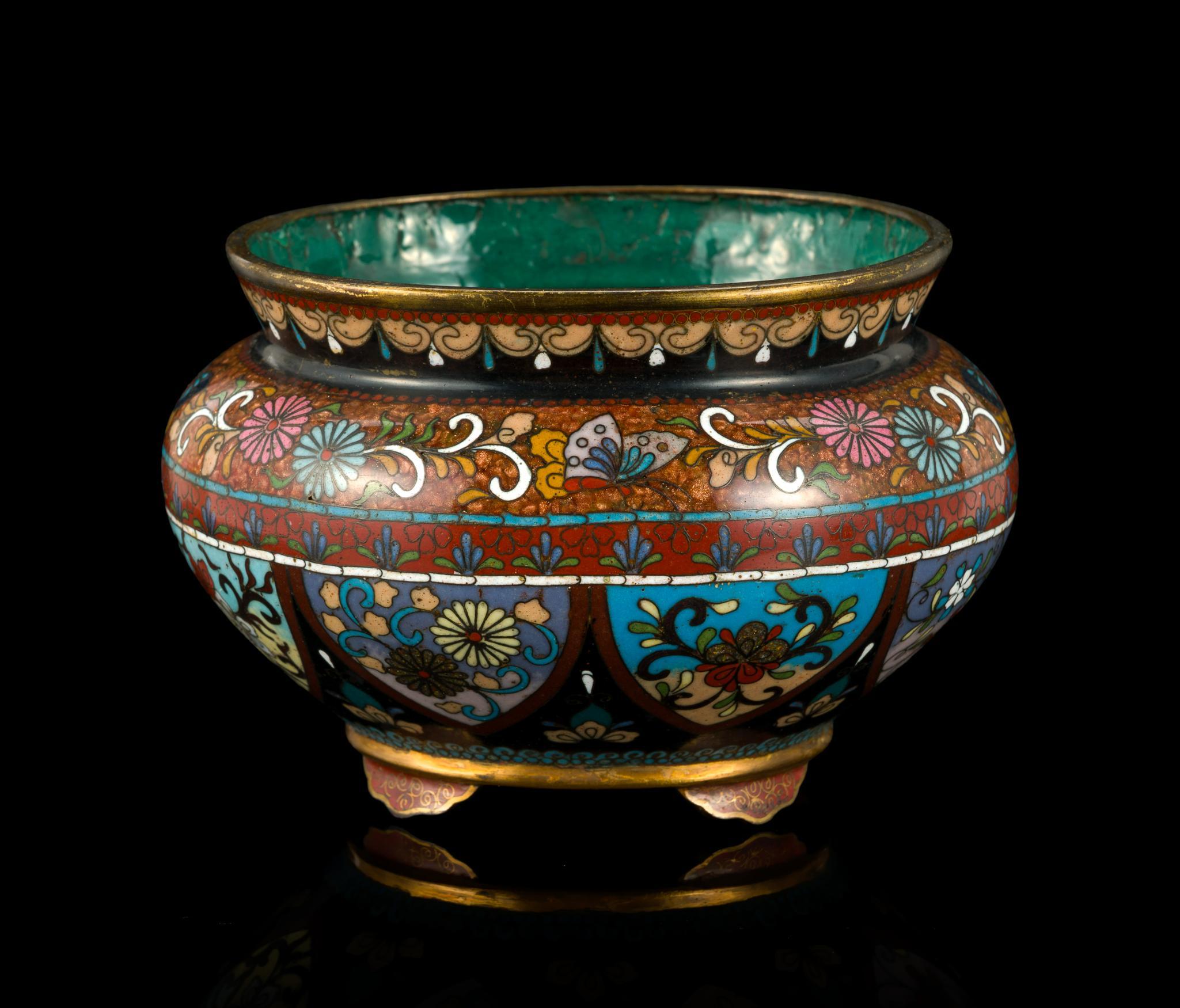 Japanese Cloisonne Tripod Censer