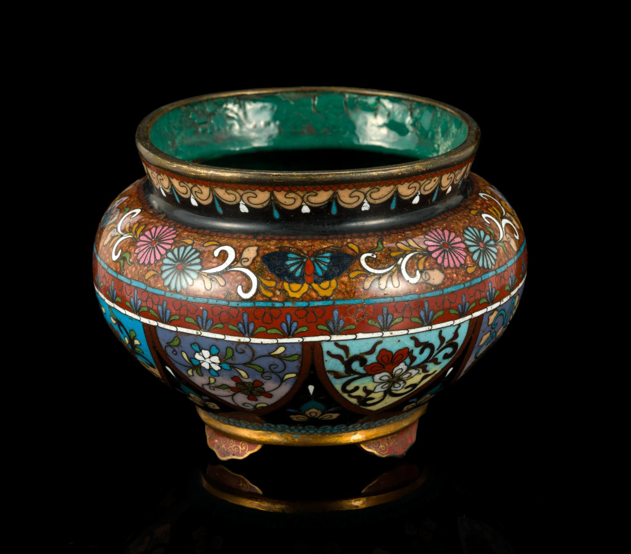 Japanese Cloisonne Tripod Censer