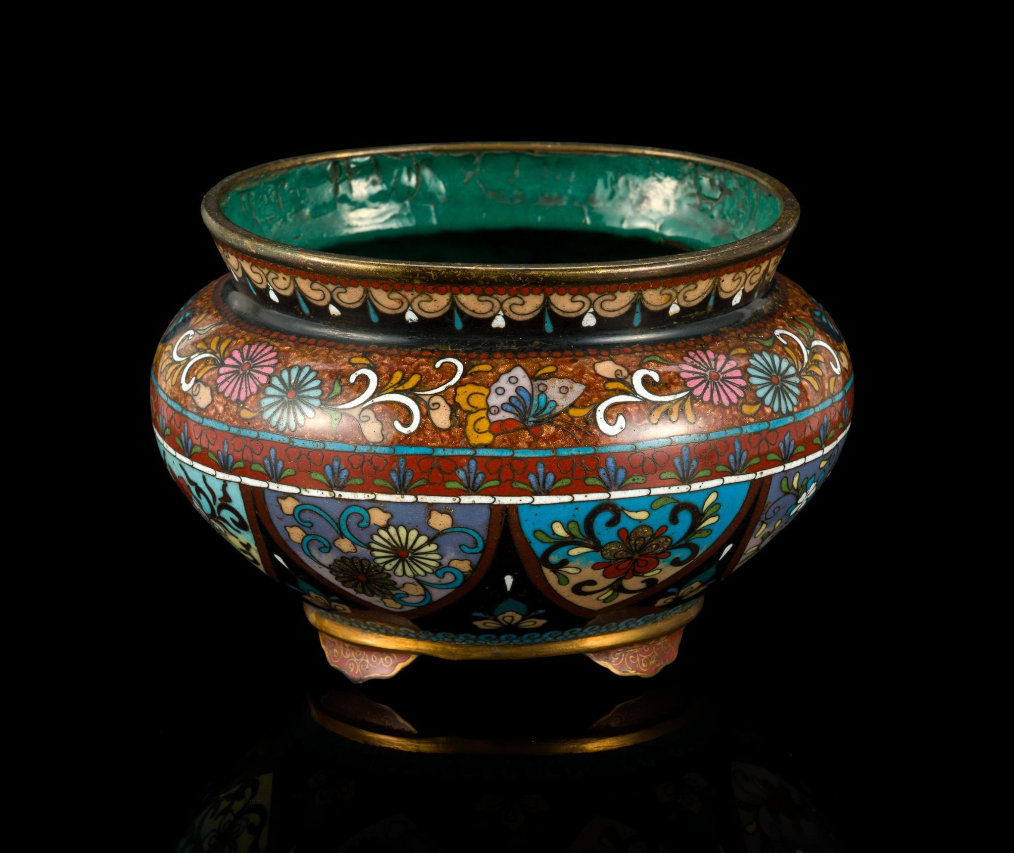 Japanese Cloisonne Tripod Censer