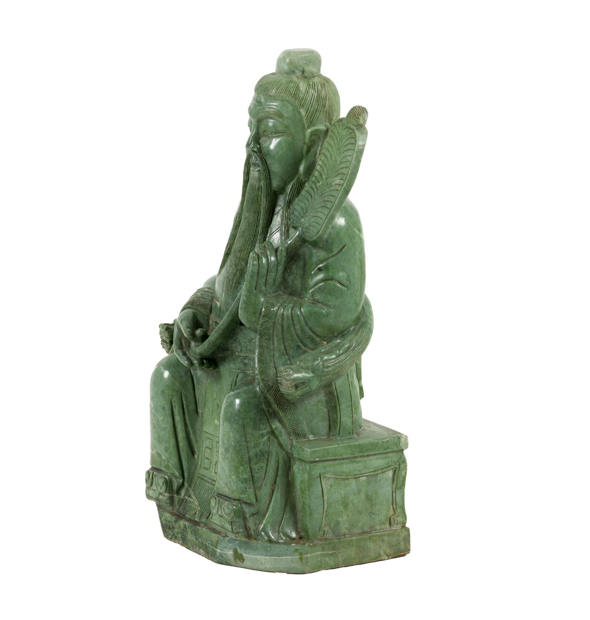 Large Chinese Carved Figure of a Seated Deity