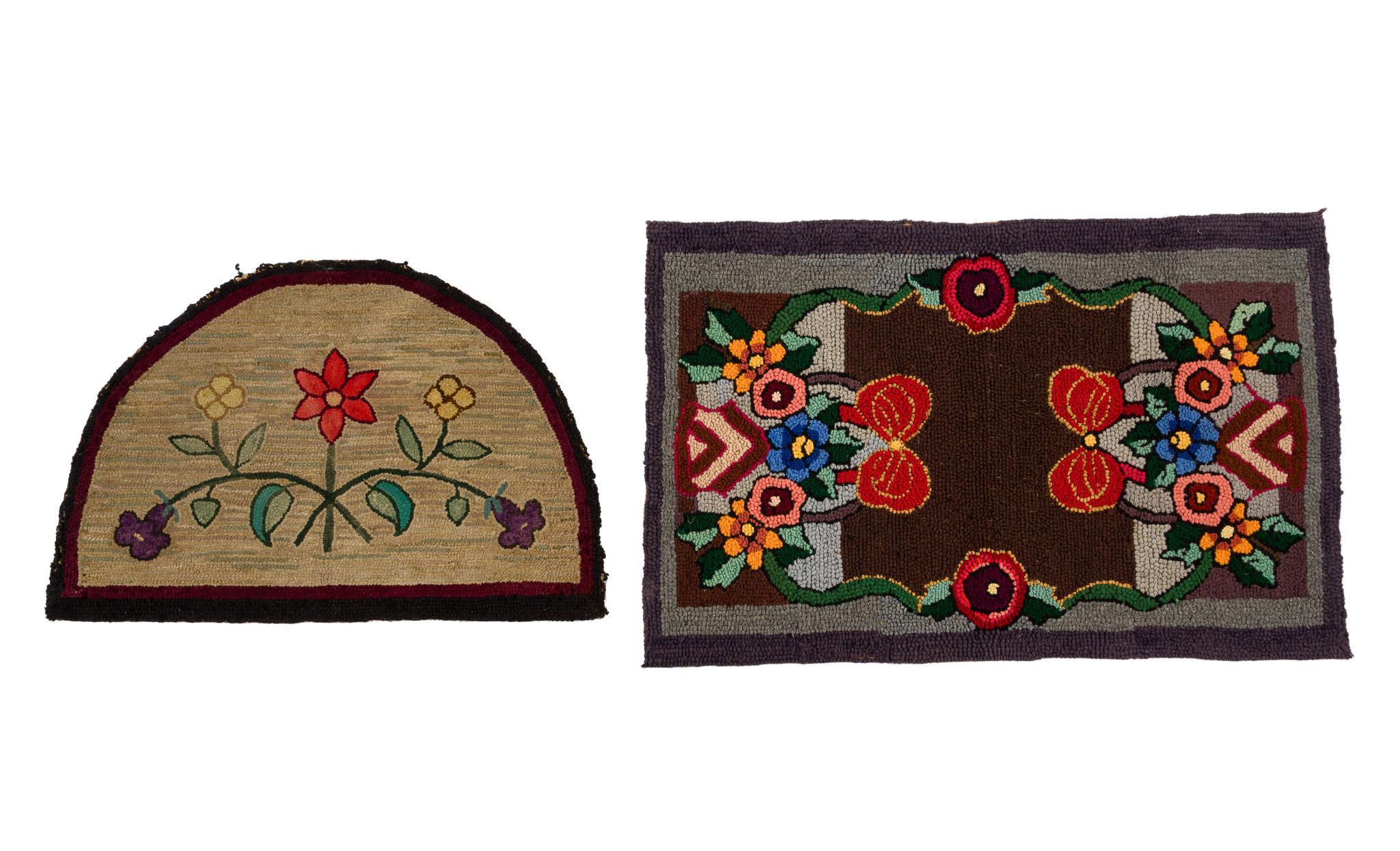 2 Amish Floral Hooked Rugs