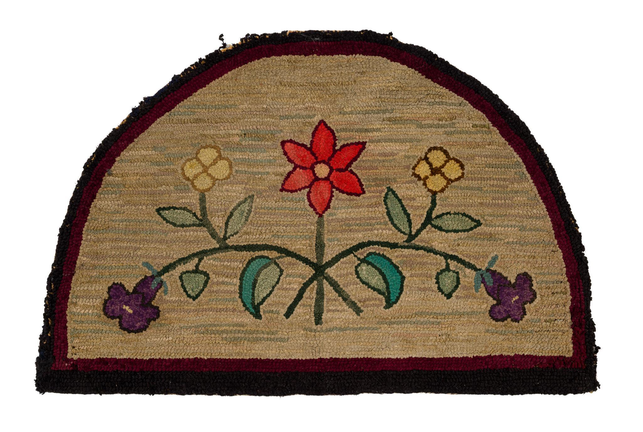 2 Amish Floral Hooked Rugs