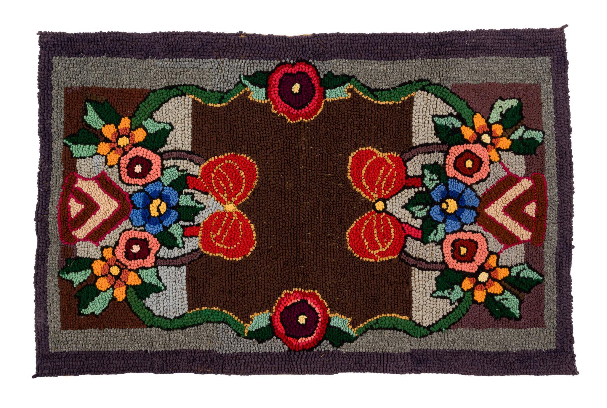 2 Amish Floral Hooked Rugs