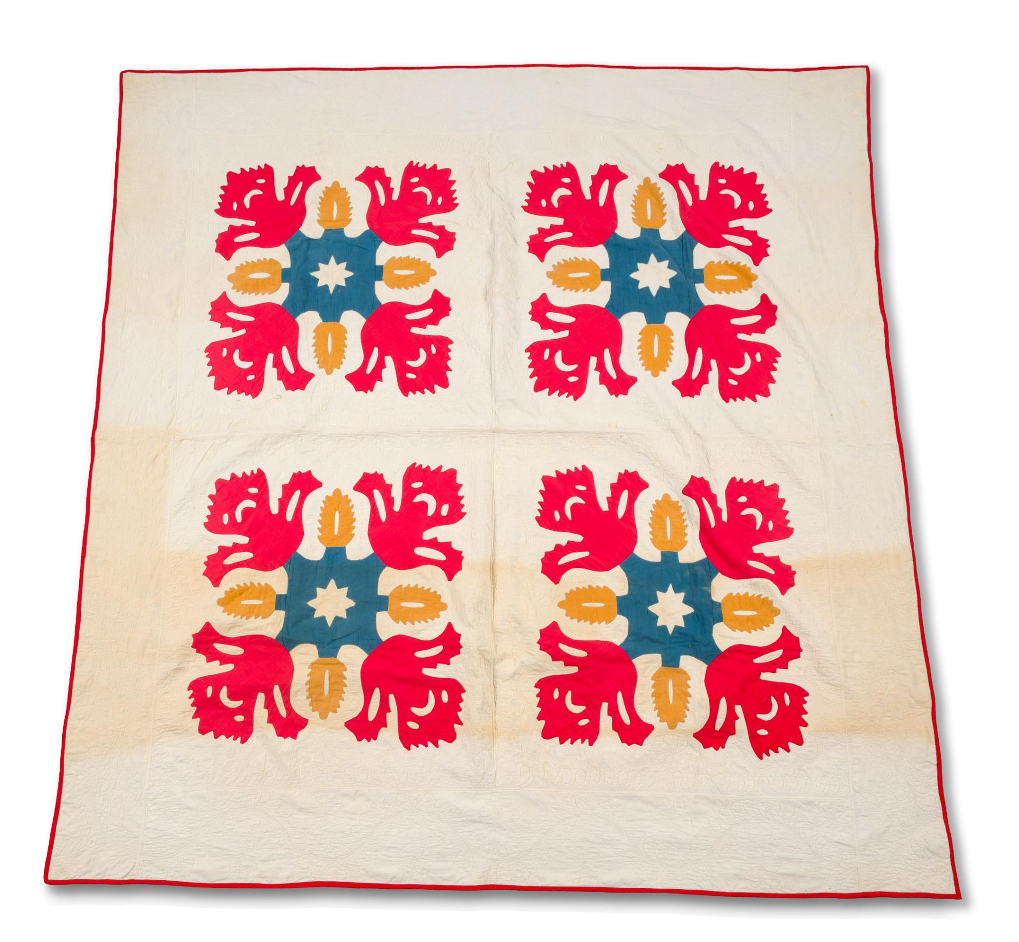 Late 19th C Cockscomb Pattern Quilt