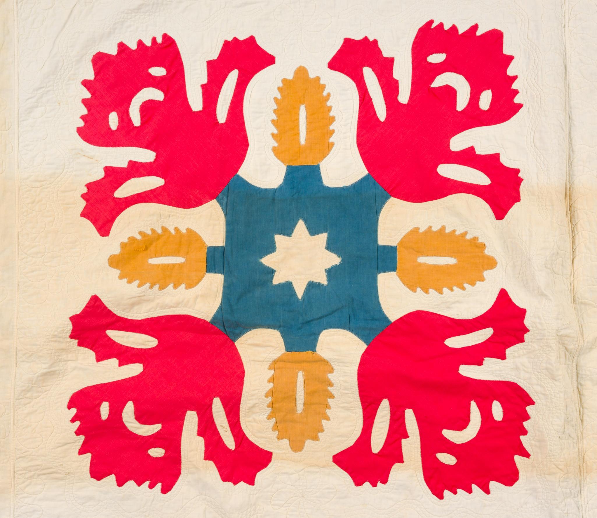Late 19th C Cockscomb Pattern Quilt