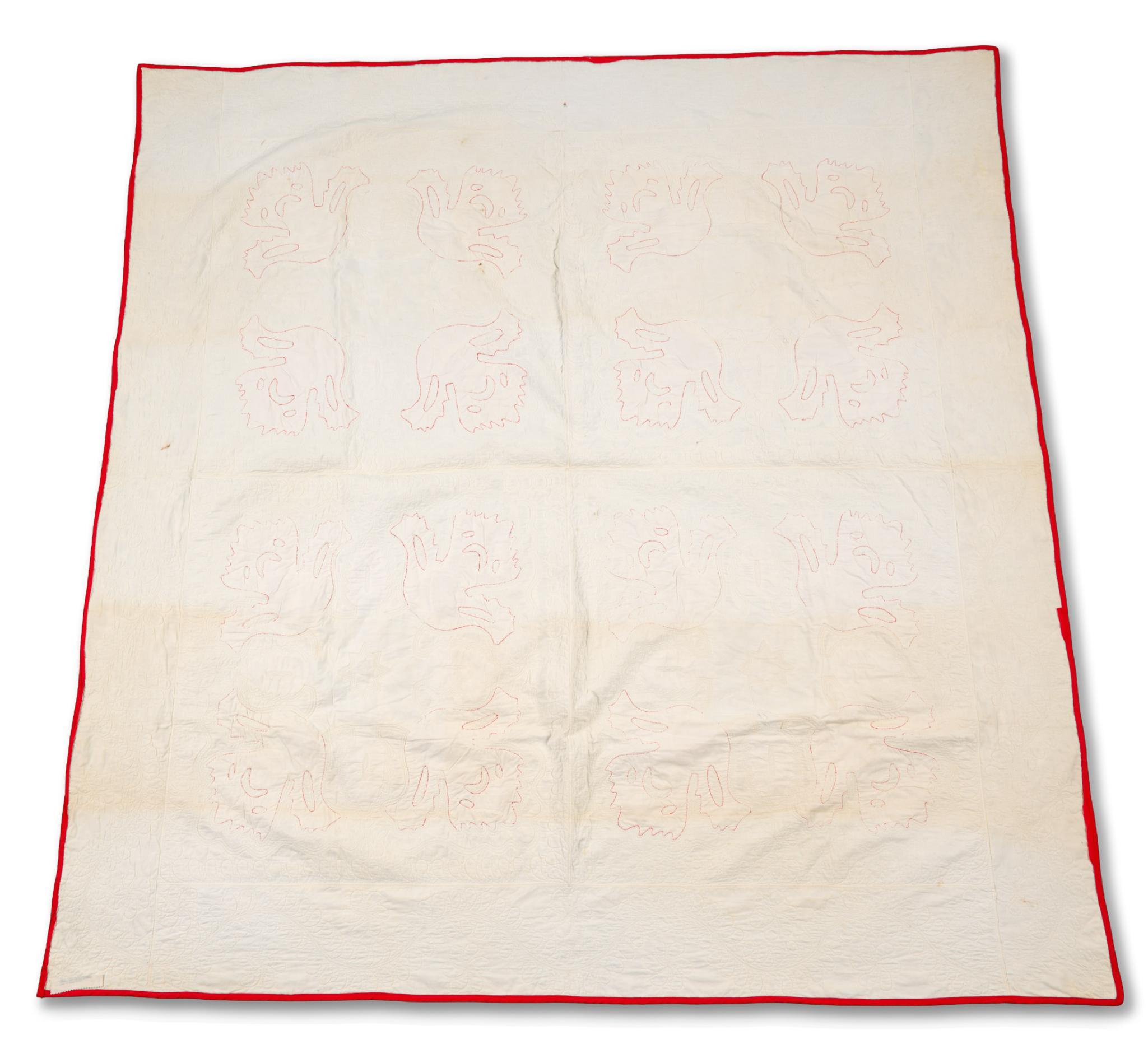 Late 19th C Cockscomb Pattern Quilt