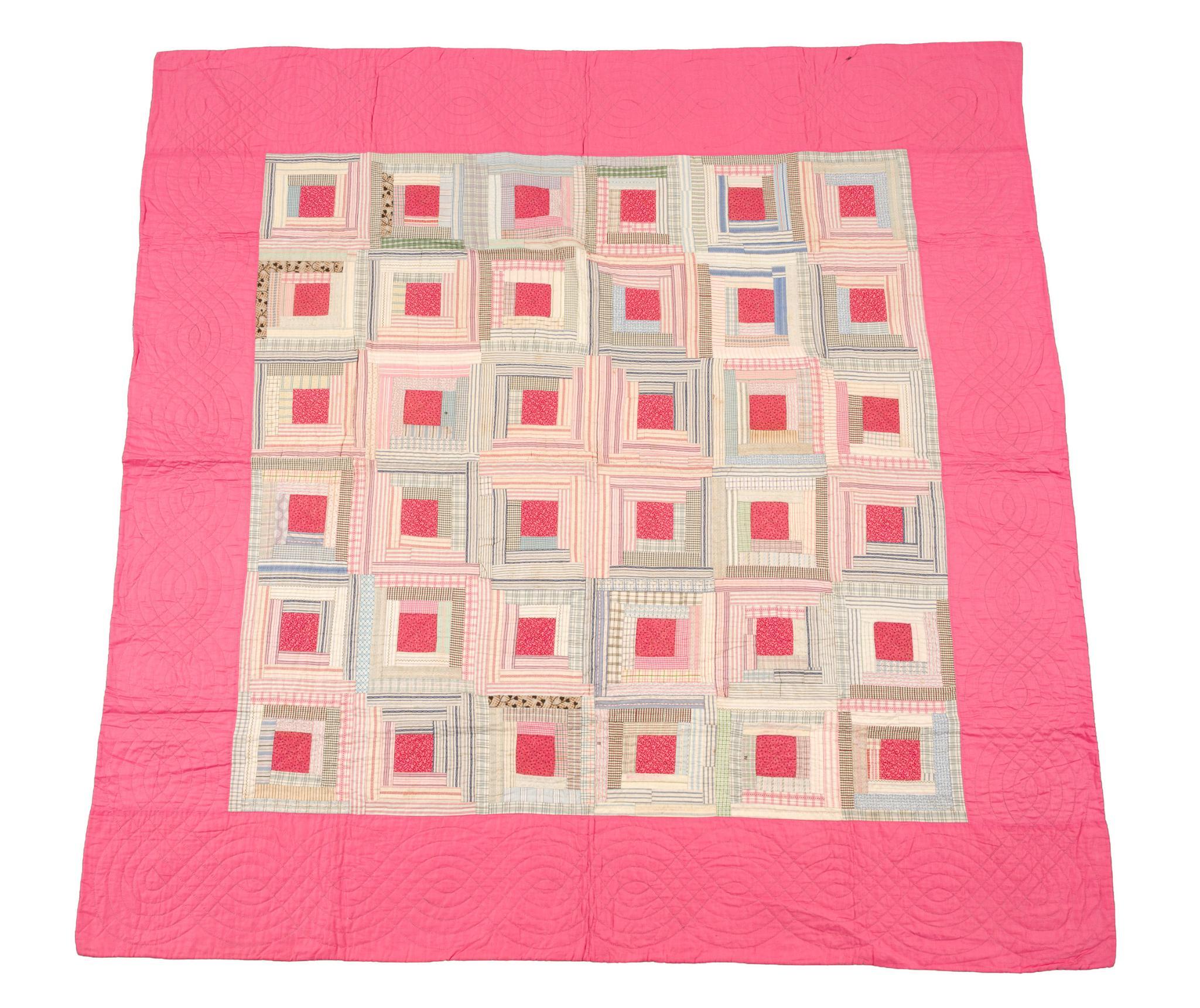 1940s Sunshine and Shadow Log Cabin Quilt