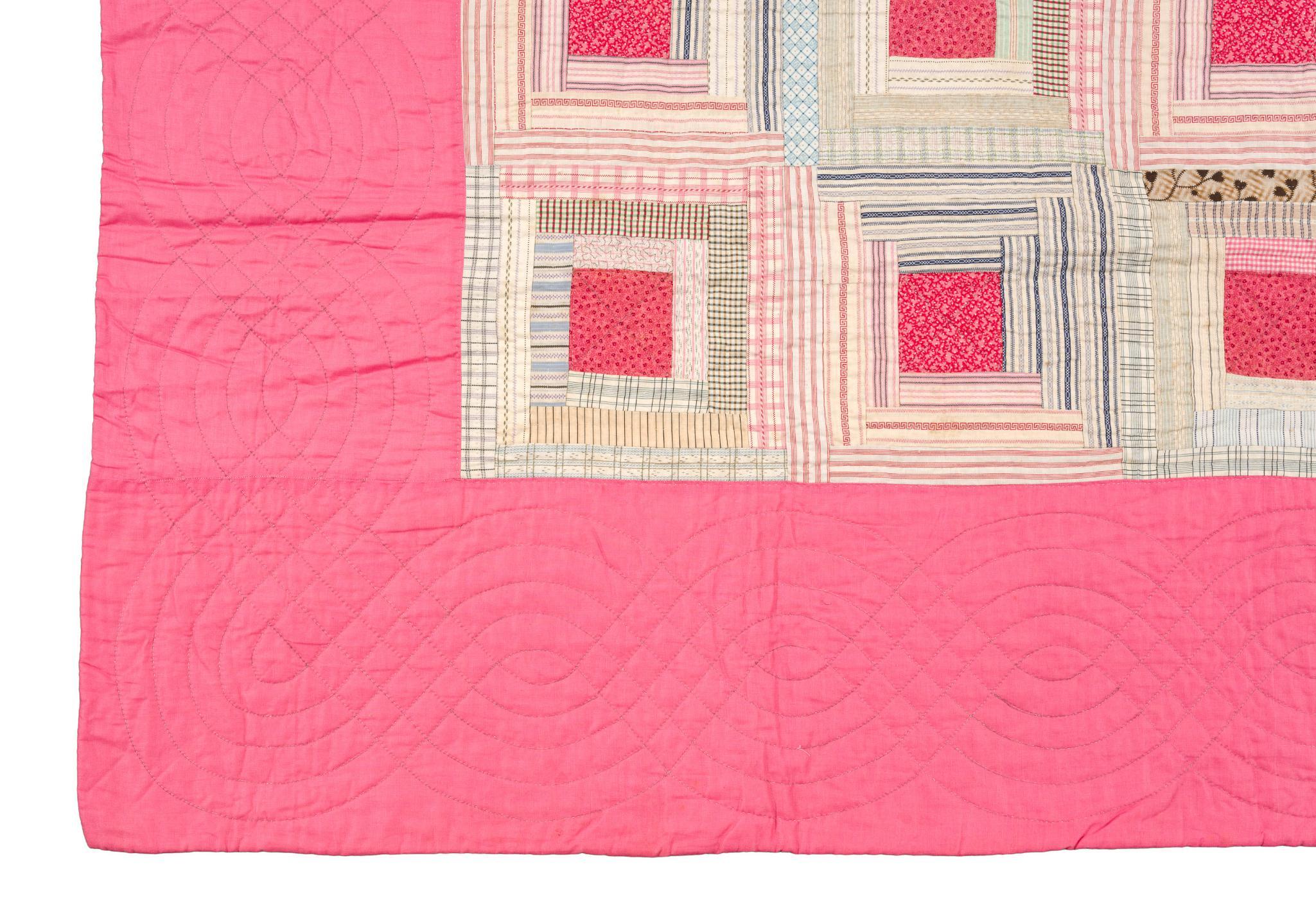 1940s Sunshine and Shadow Log Cabin Quilt