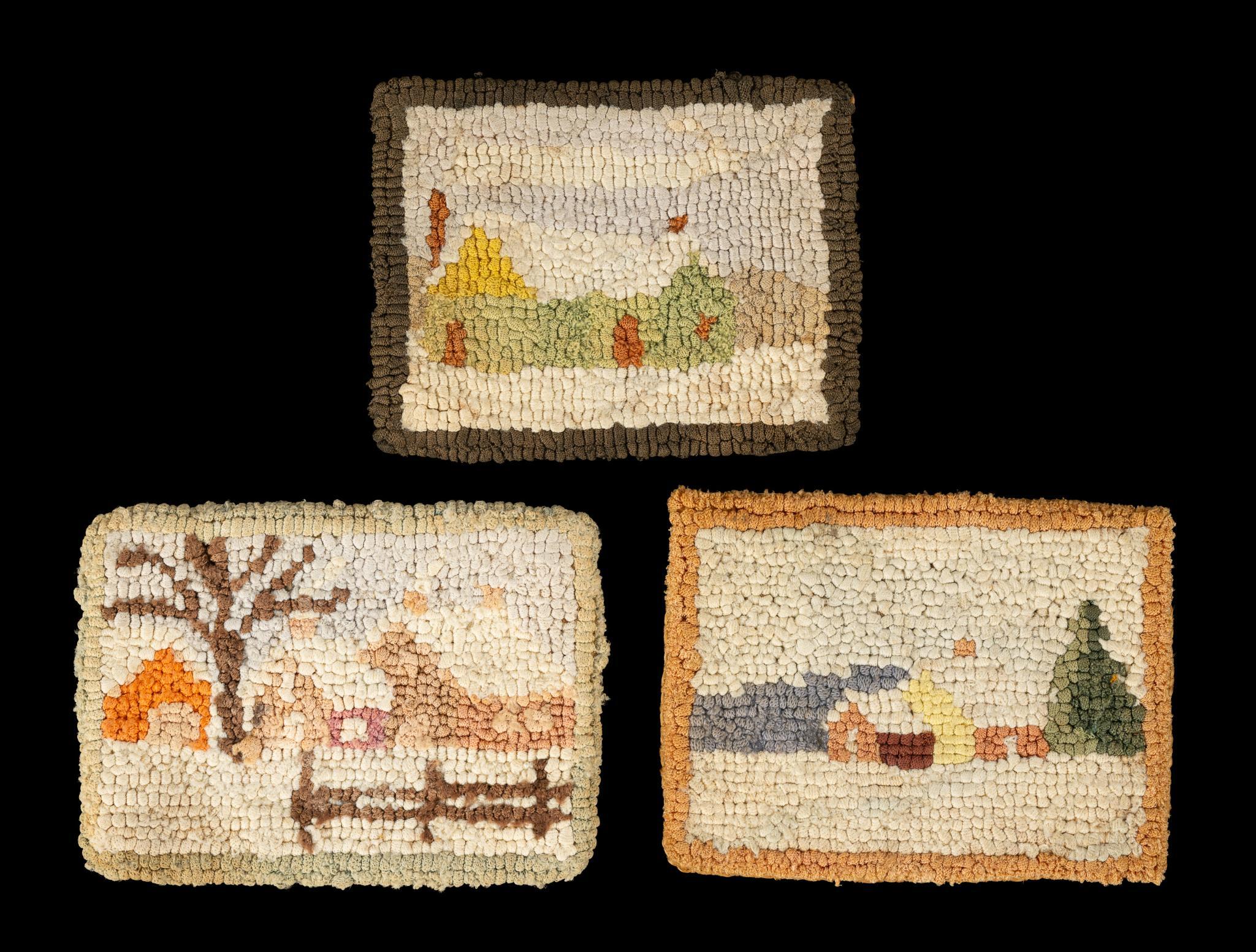 3 Mini Grenfell Hooked Rugs