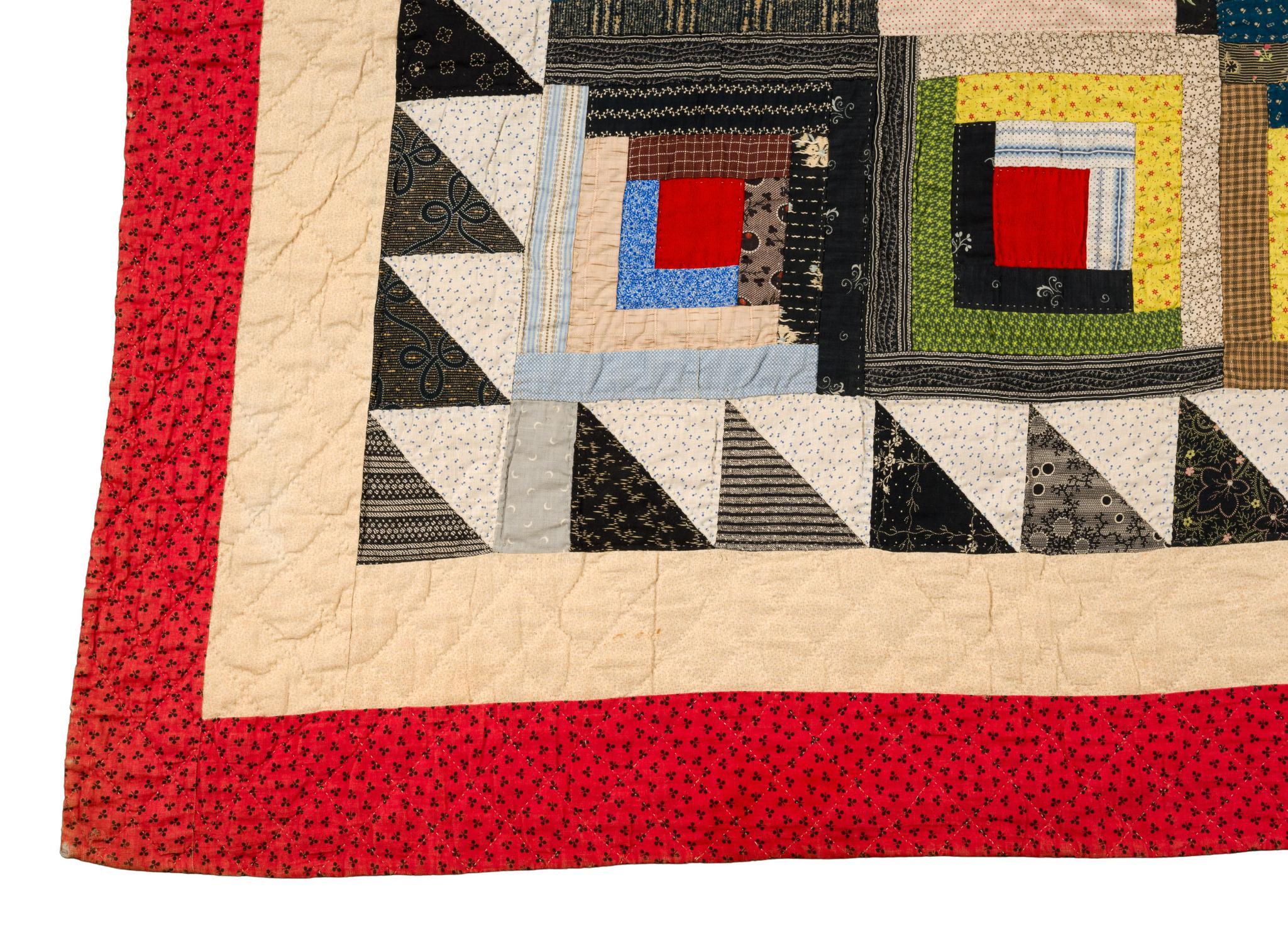 1891 Signed & Dated Log Cabin Quilt
