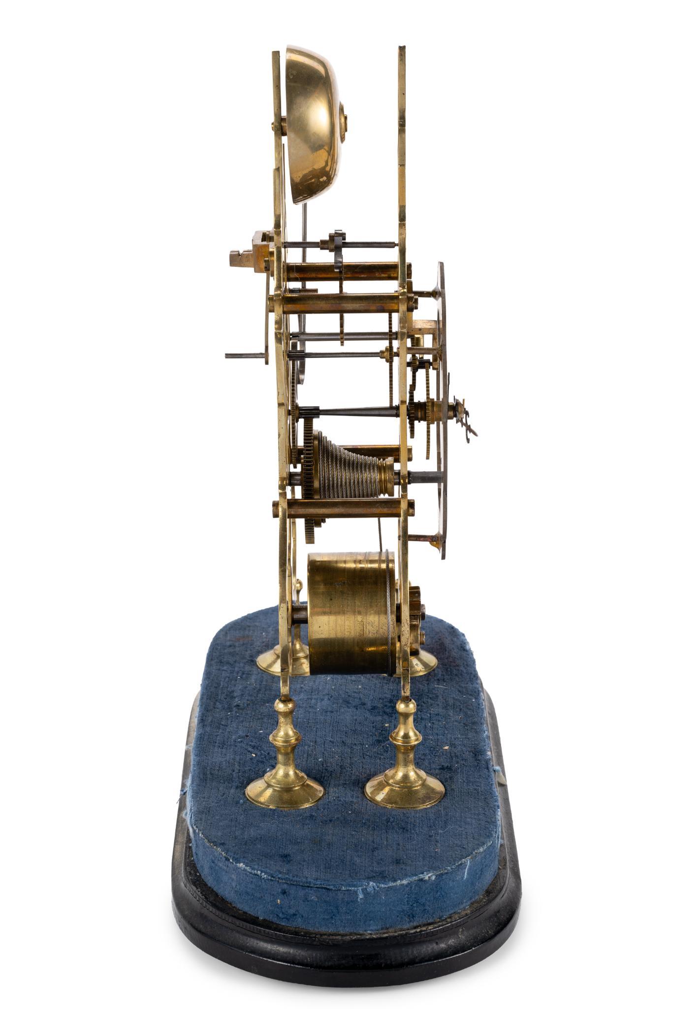 Antique Brass Skeleton Clock with Glass Cloche Dome