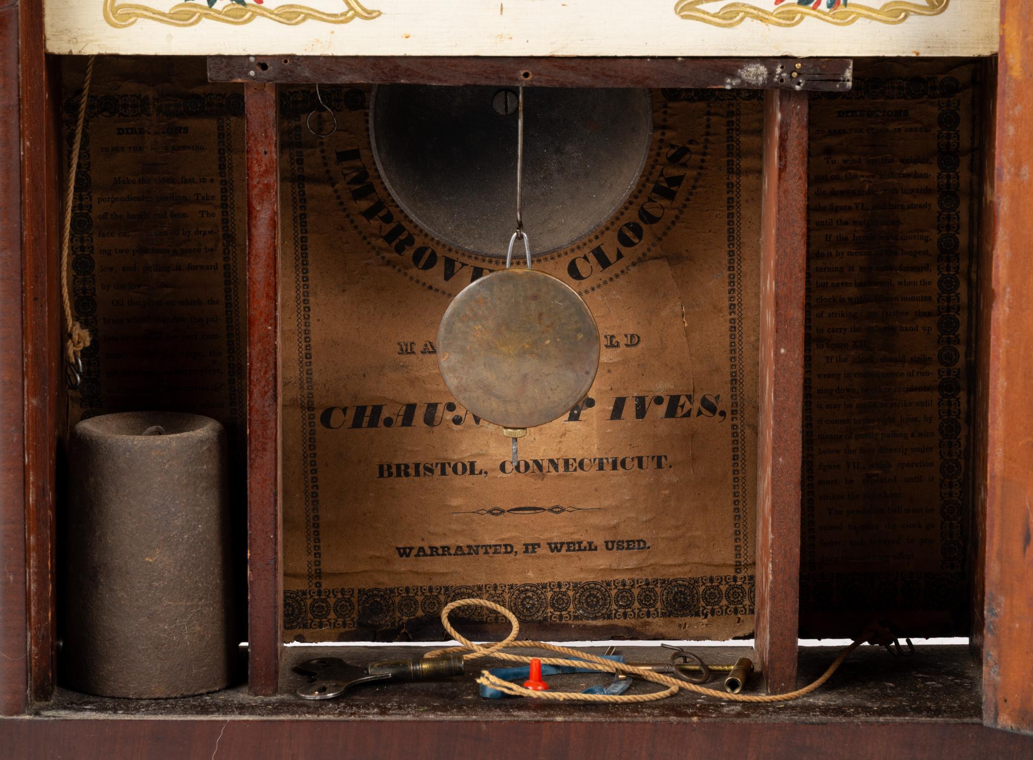 American Mahogany Eli Terry Pillar and Scroll Clock
