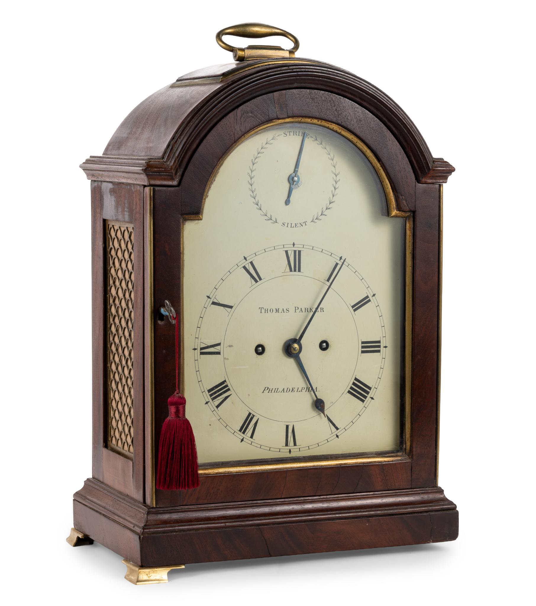 George III Mahogany Shelf Clock, Thomas Parker Philadelphia