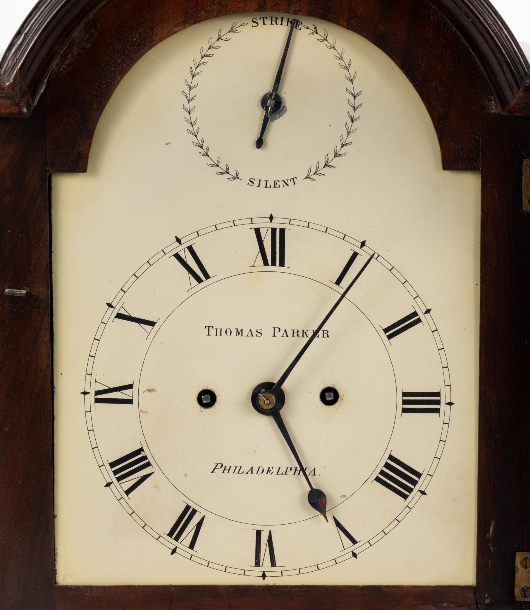 George III Mahogany Shelf Clock, Thomas Parker Philadelphia