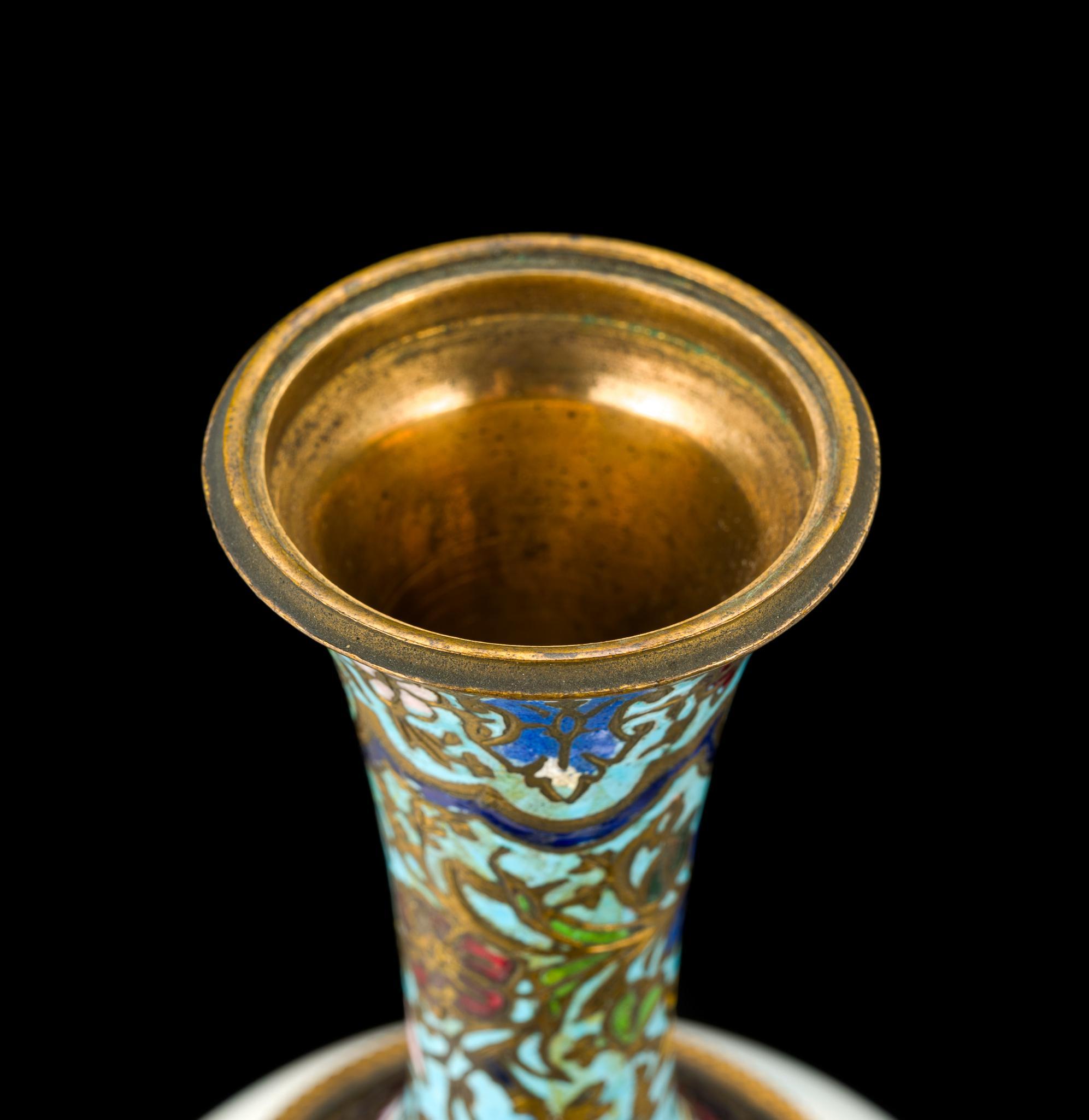 Pair of French Sevres Style Porcelain and Enamel Lidded Urns