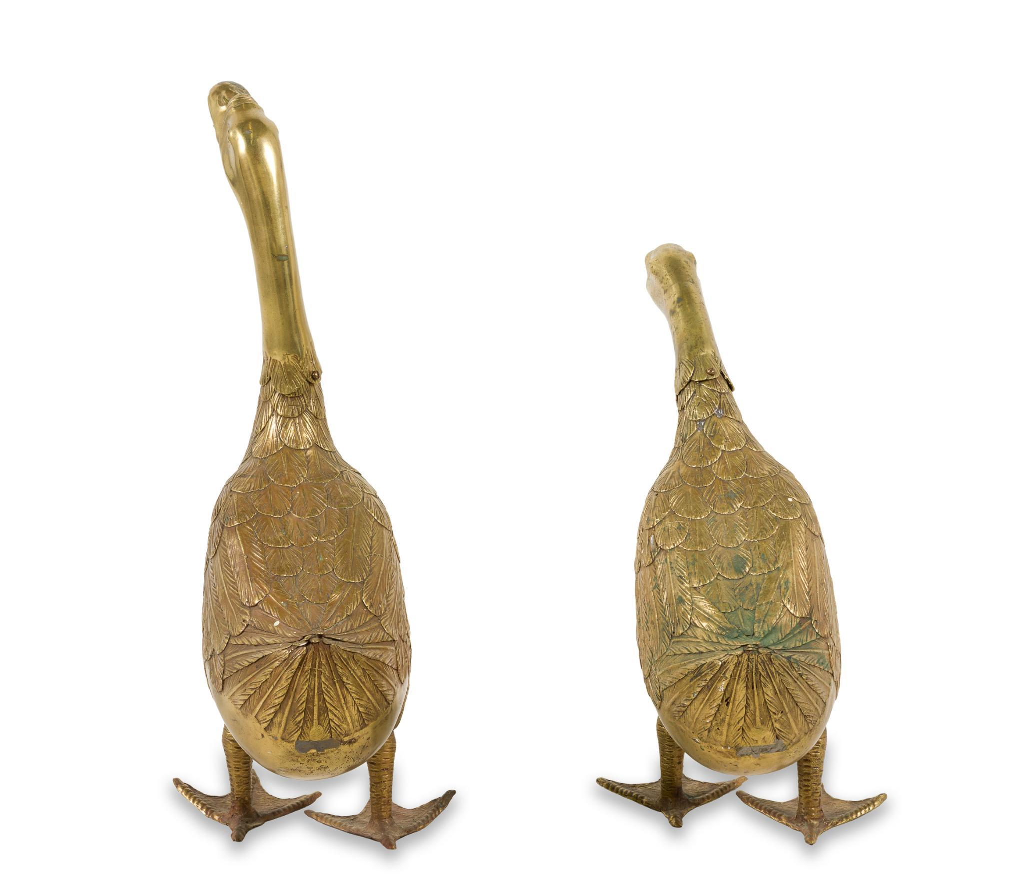 2 Brass Decorative Geese Sculptures