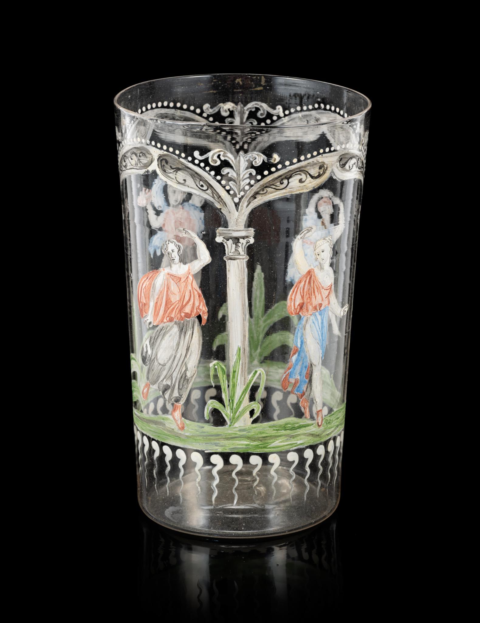 Steuben Painted Glass Presentation Beaker