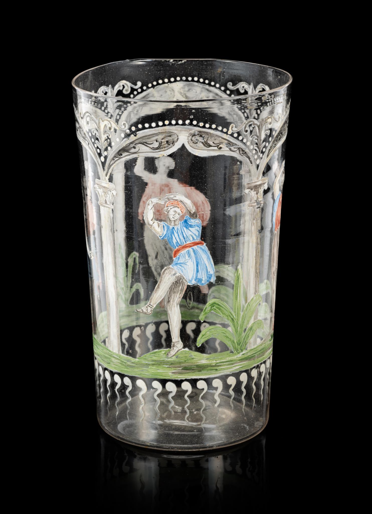 Steuben Painted Glass Presentation Beaker