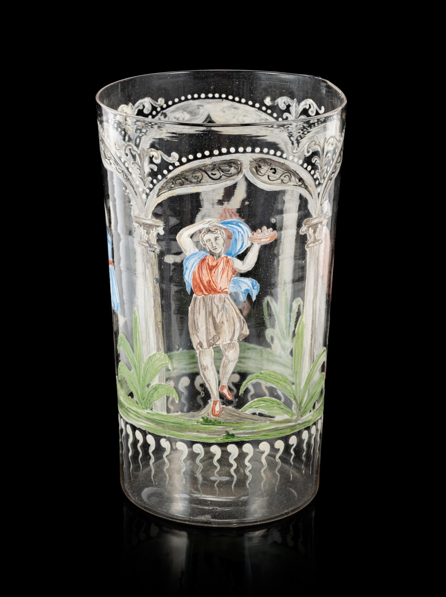 Steuben Painted Glass Presentation Beaker