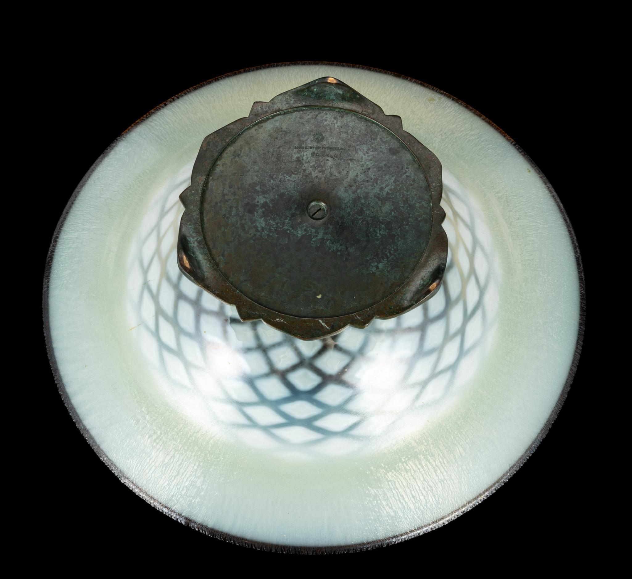 Louis C. Tiffany Furnaces Bronze and Favrile Glass Centerpiece Bowl