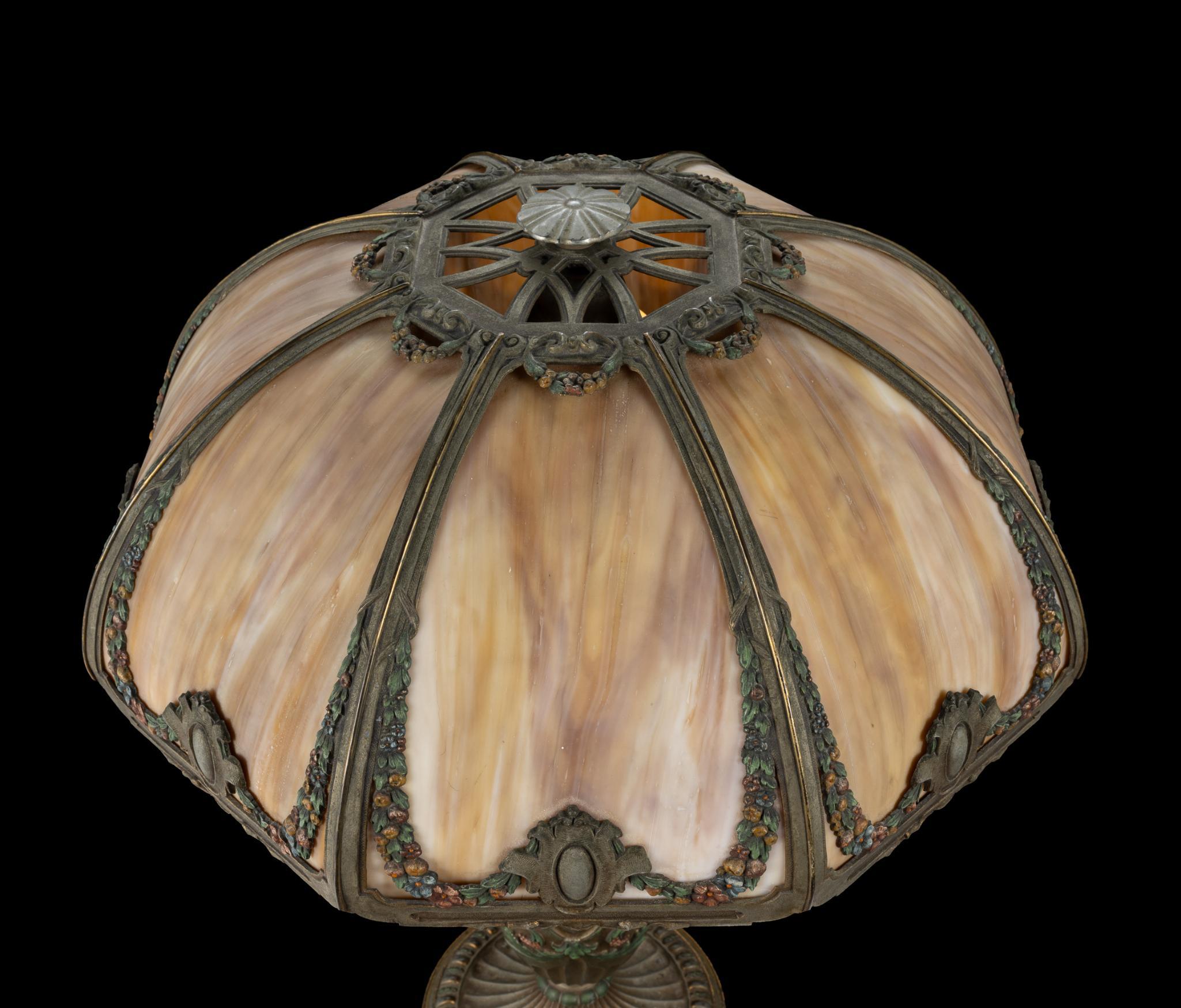 2 Antique Slag Glass Lamps