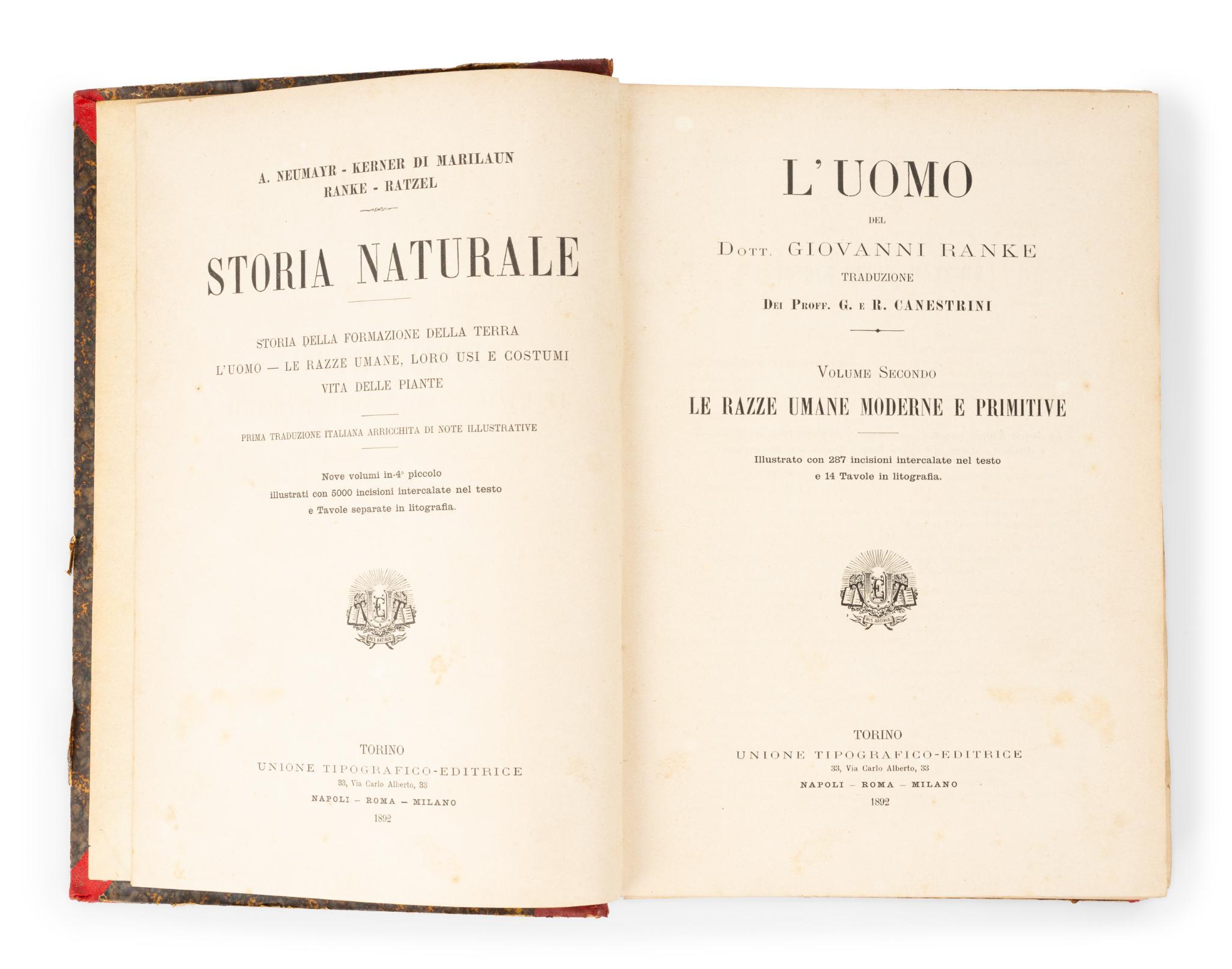 2 Volumes Canestrini Storia Naturale