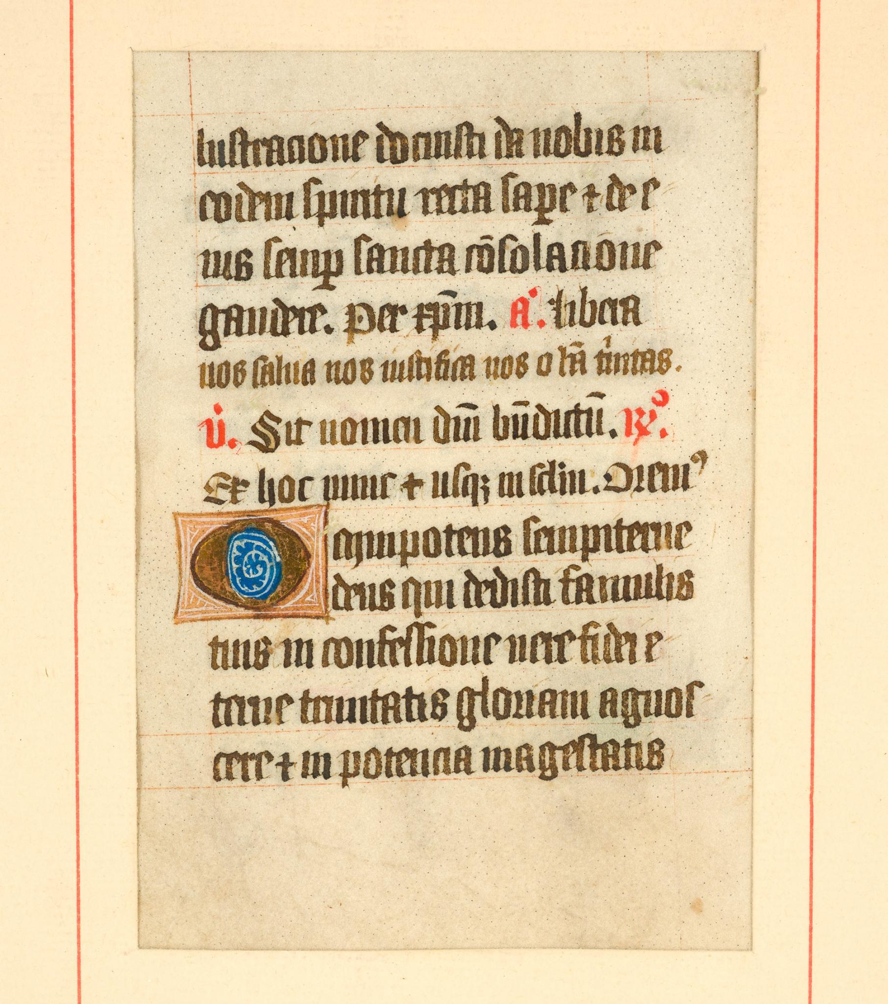 Framed Illuminated Psalter Leaf Page (England, 1350)