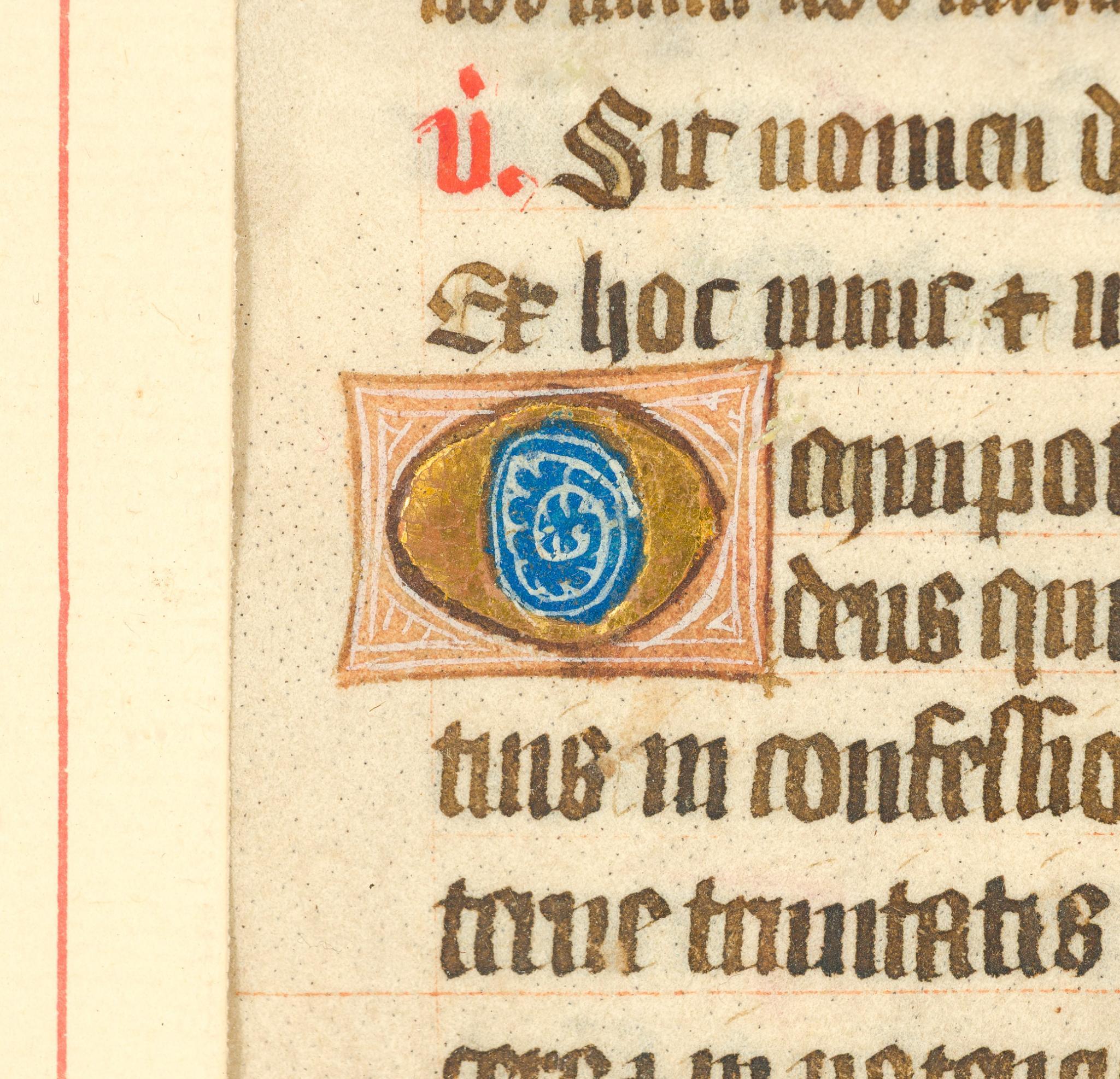 Framed Illuminated Psalter Leaf Page (England, 1350)