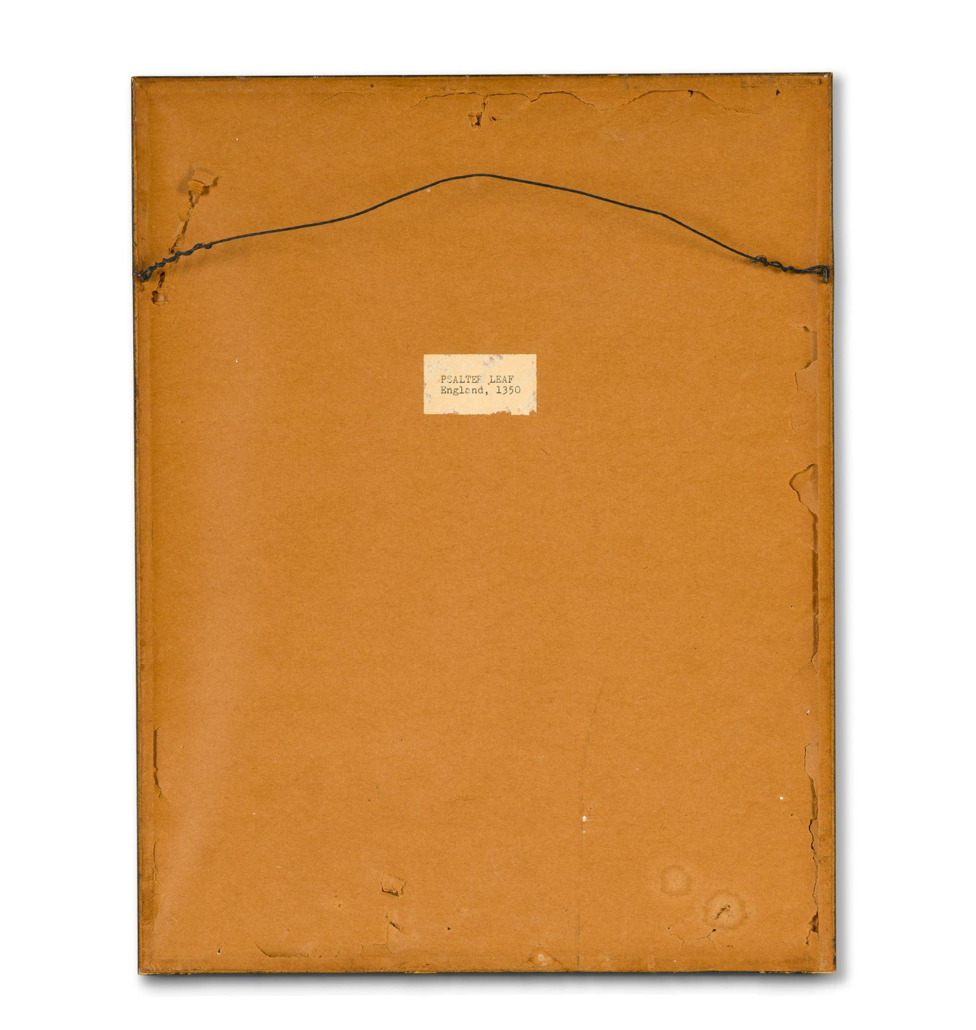 Framed Illuminated Psalter Leaf Page (England, 1350)