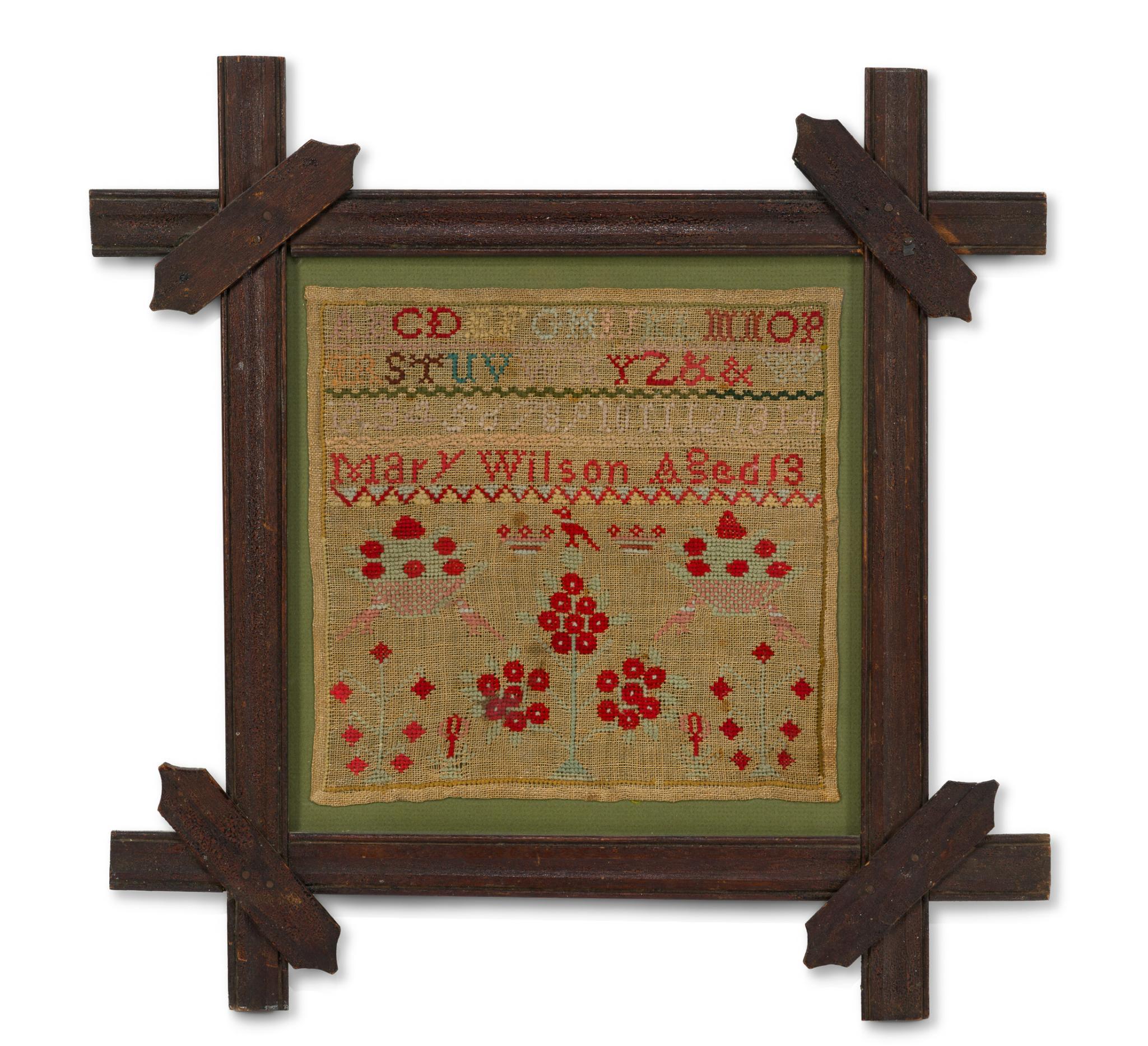 19th C Small Needlepoint Sampler "Mary Wilson"