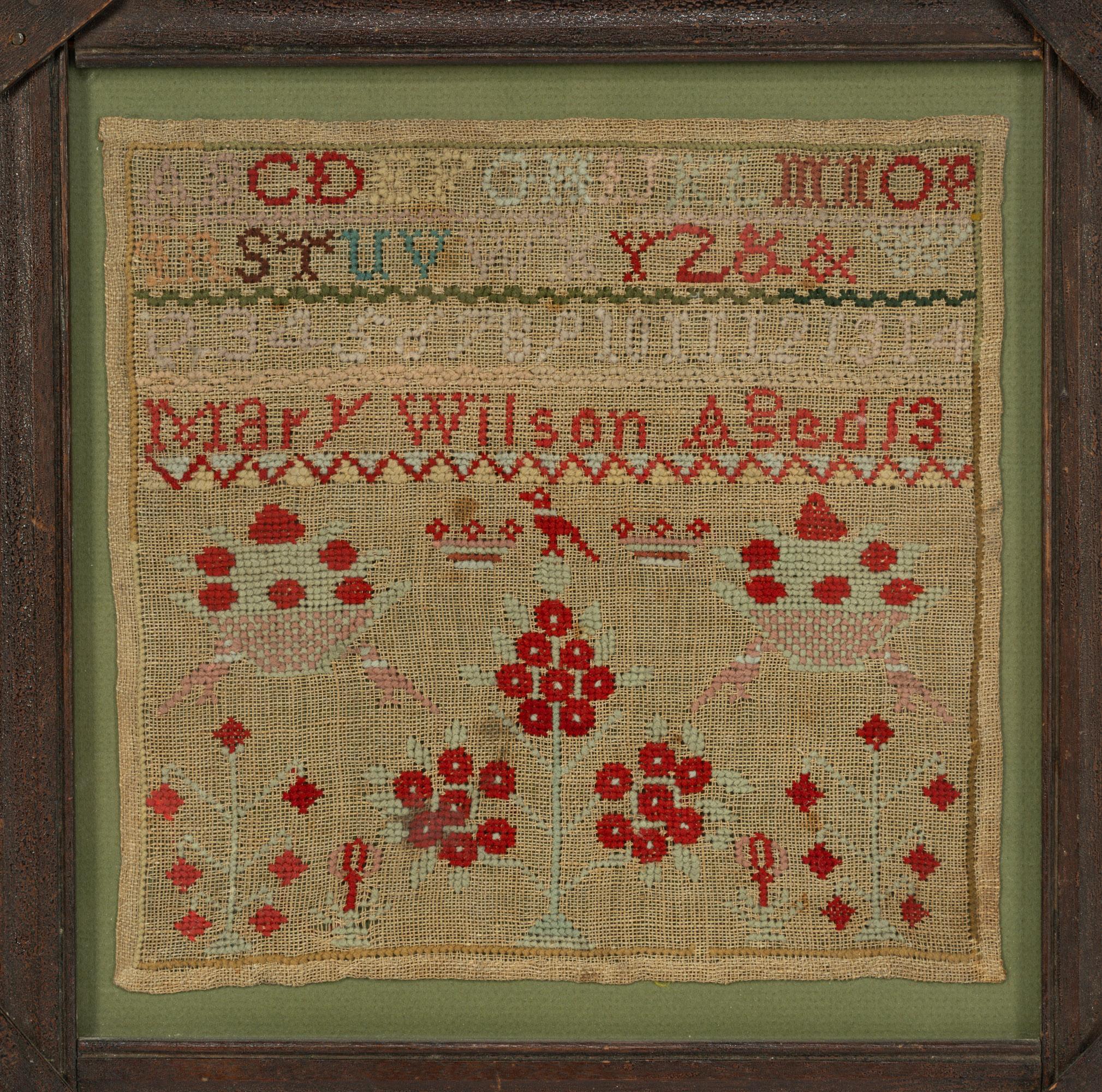 19th C Small Needlepoint Sampler "Mary Wilson"