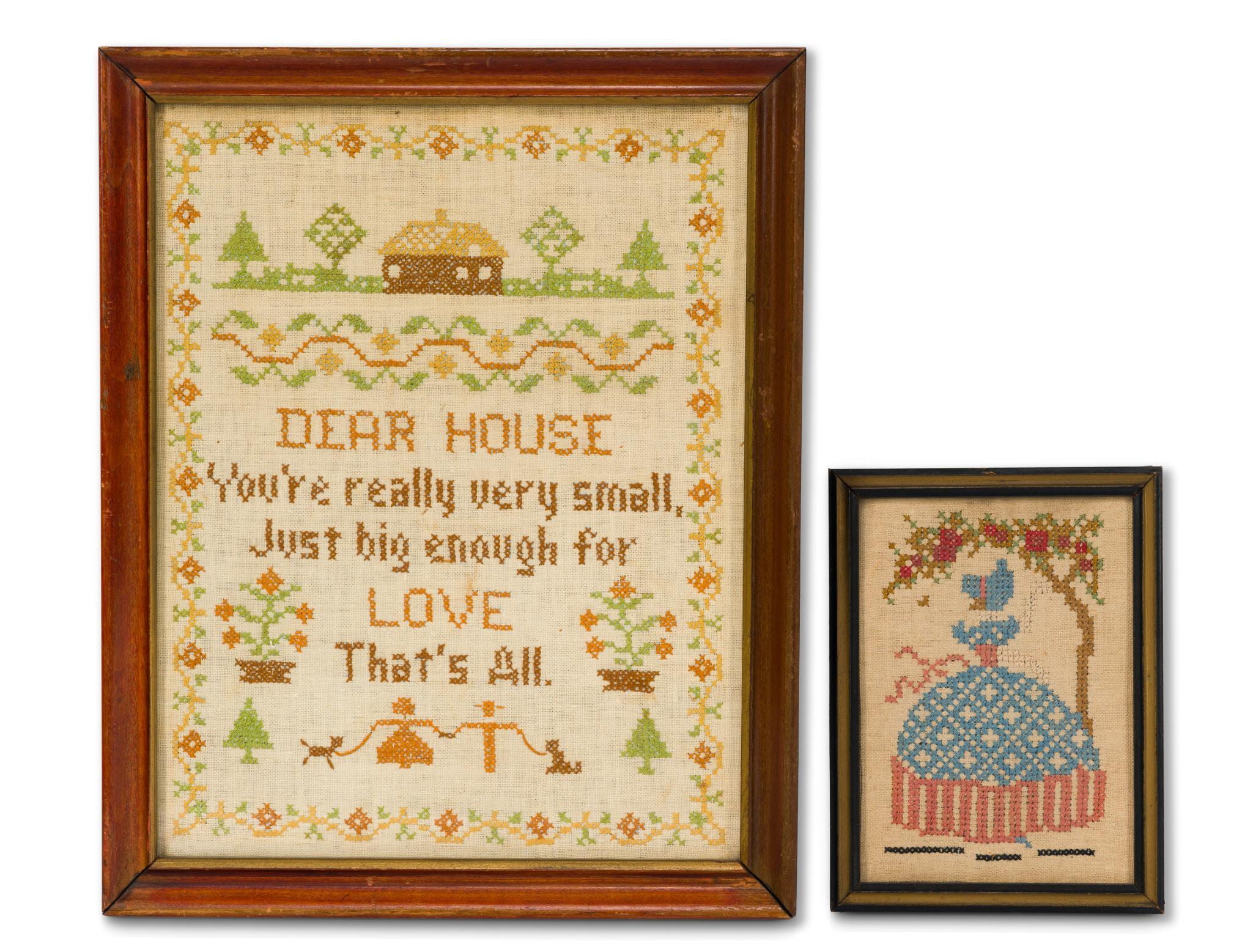 2 Antique Needlepoint Cross-Stitch