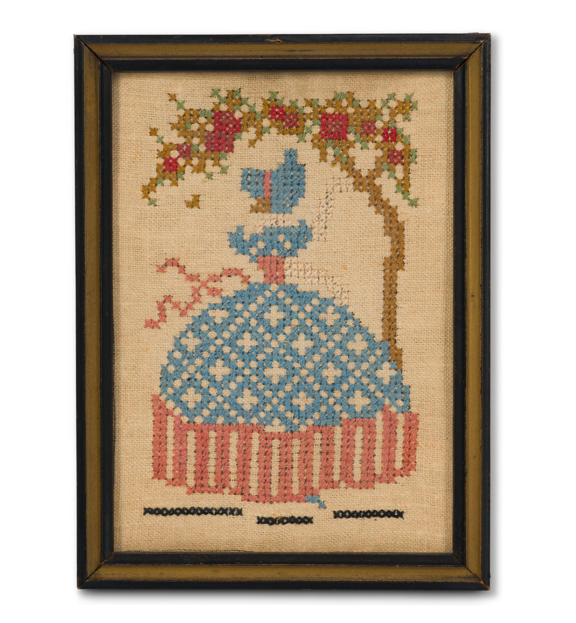 2 Antique Needlepoint Cross-Stitch