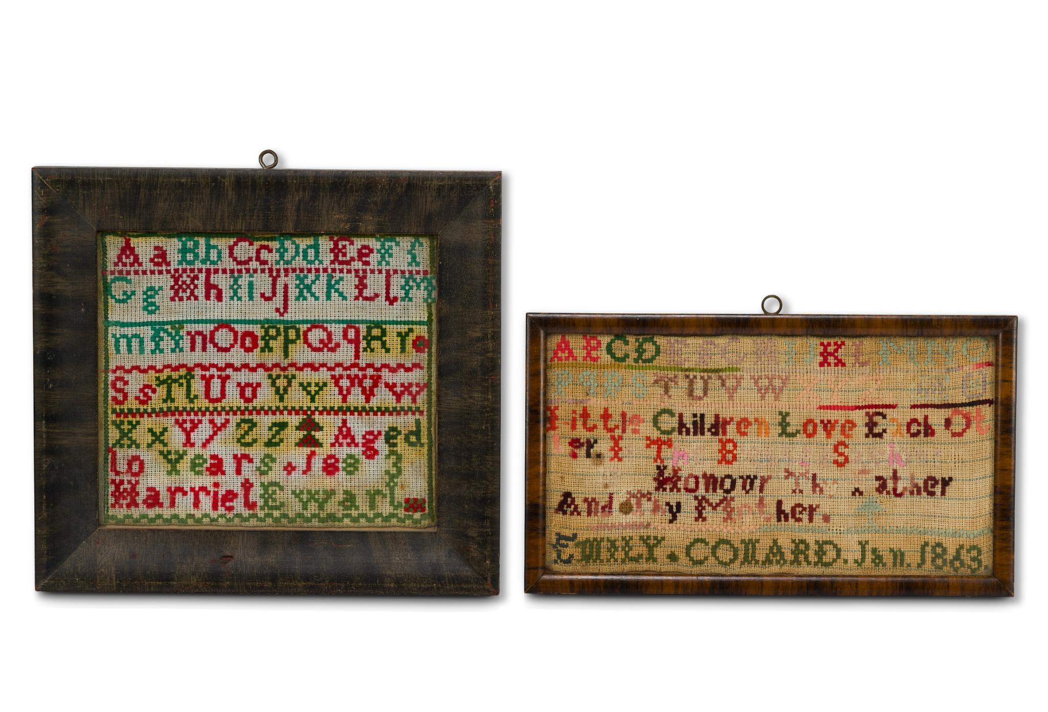 19th C Small Colorful Needlepoint Samplers