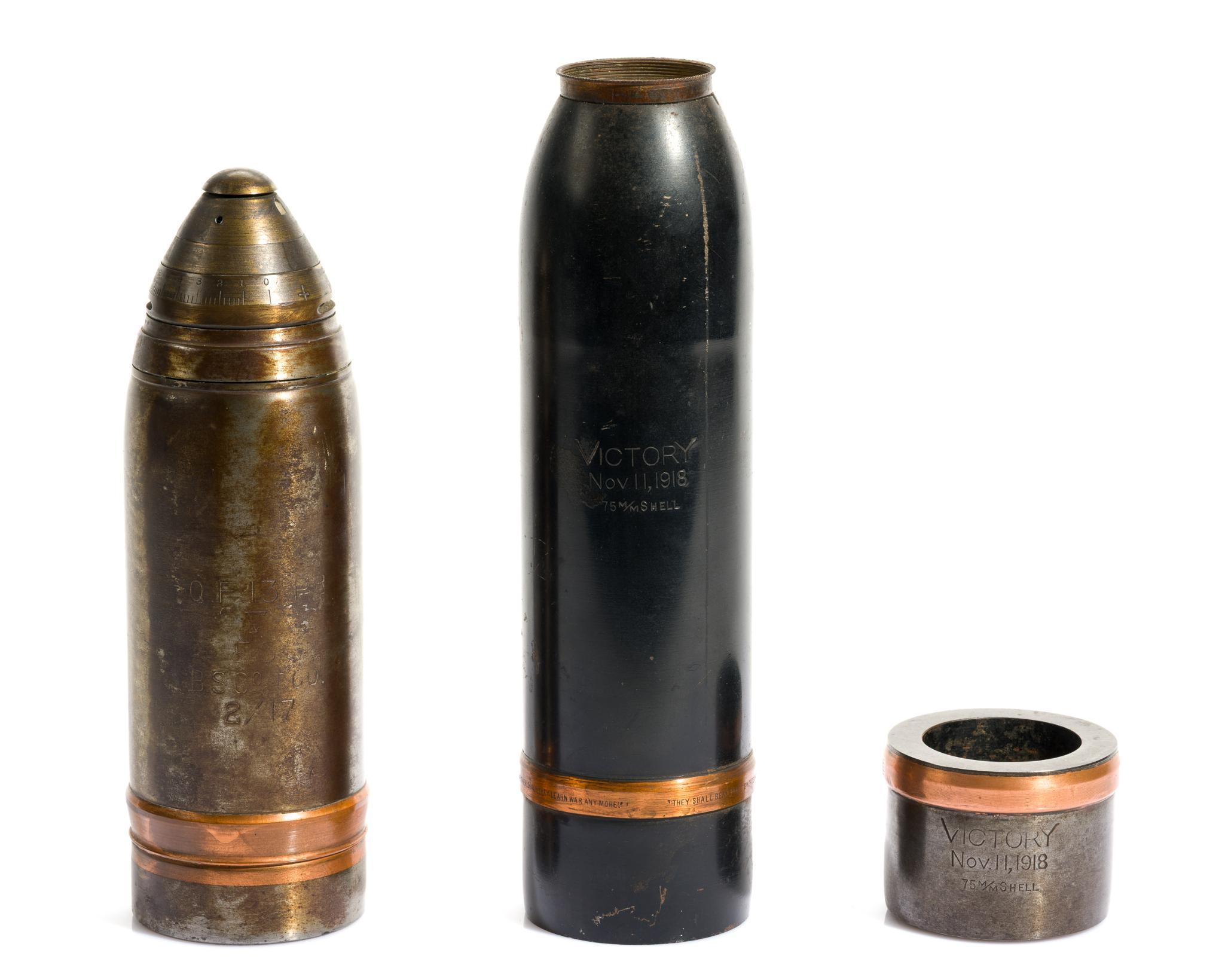 3 WWI Trench Art Shells