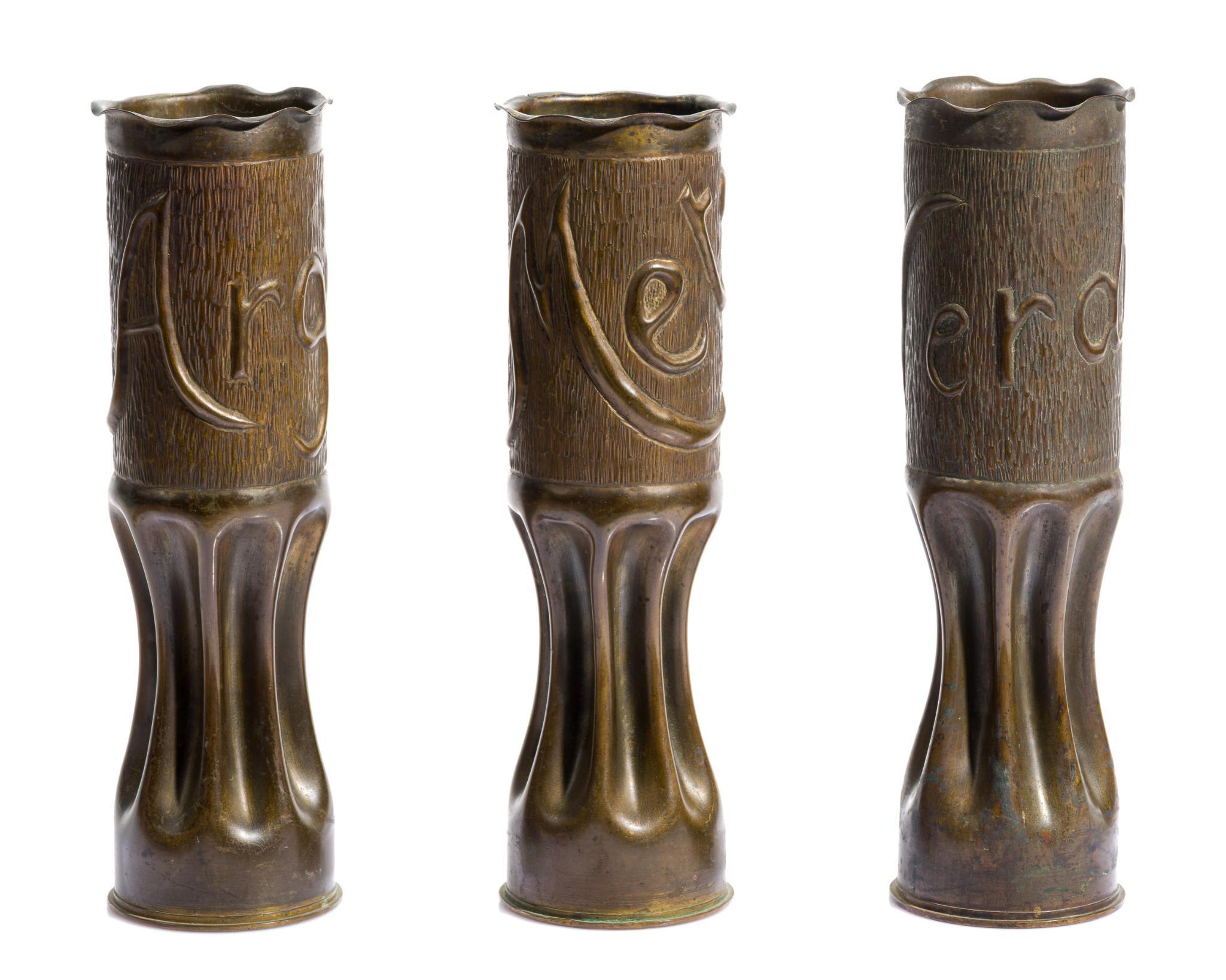 3 WWI Trench Art Vases