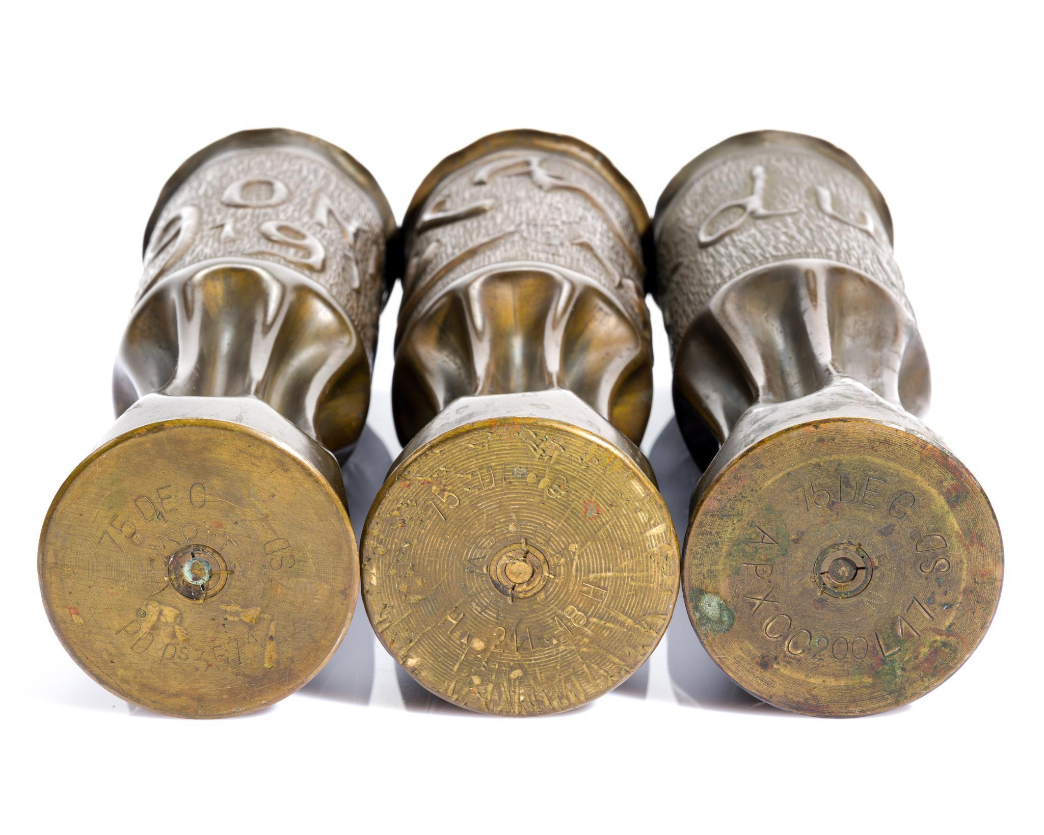 3 WWI Trench Art Vases