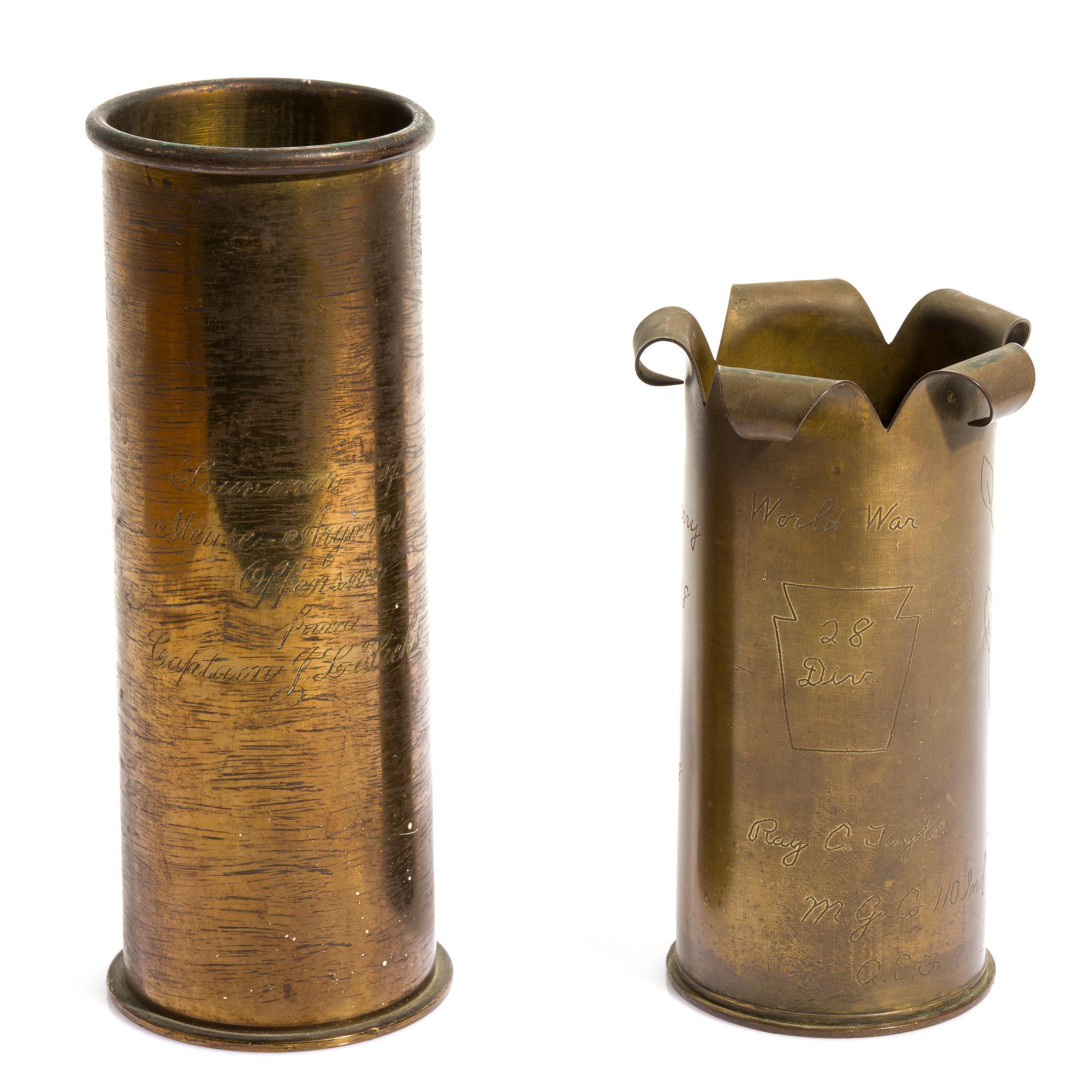 2 WWI Trench Art Shells