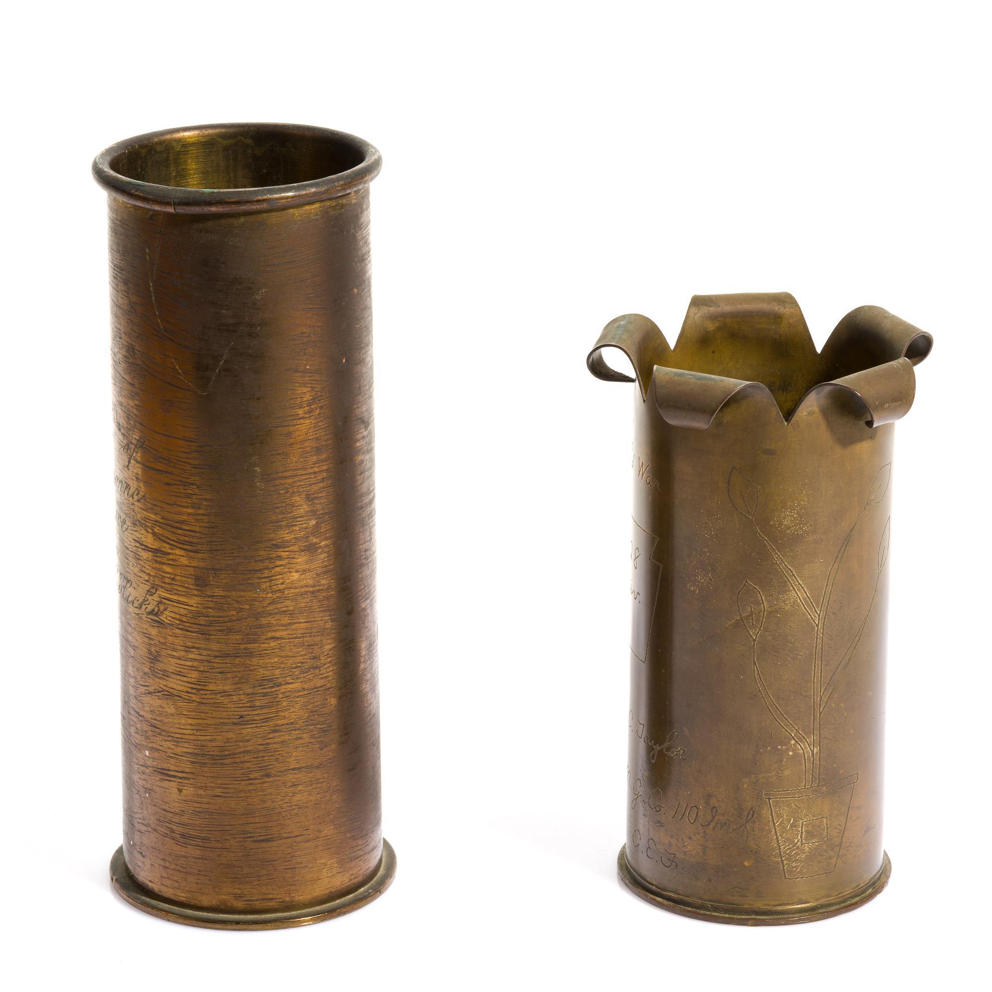 2 WWI Trench Art Shells