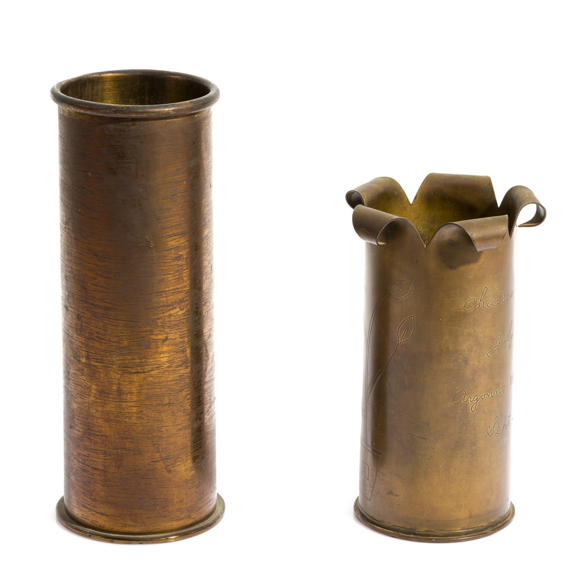 2 WWI Trench Art Shells